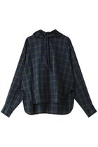 【ミズイロ インド/mizuiro ind】のcheck gathered hood P/O shirt シャツ 96black watch|ID:prp329100004239543