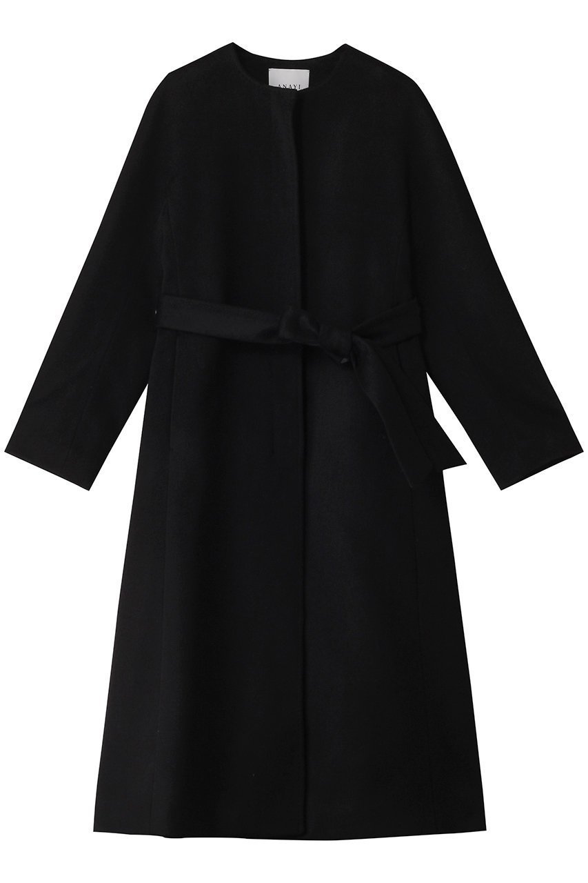 【アナイ/ANAYI】のカシミヤベルトツキクルーコート インテリア・キッズ・メンズ・レディースファッション・服の通販 founy(ファニー) 　ファッション　Fashion　レディースファッション　Fashion for Women　アウター　Coat / Outerwear Collection　コート・ロングコート・ピーコート　Long Coats, Peacoats & More　ベルト&ウエストマーク　Belts & Waist Accessories　おすすめ　Recommended / Our Picks　ラグジュアリー　Luxury, Elegant　ロング　Long, Long-Length　エレガント 上品　Elegant　ブラック|ID: prp329100004239573 ipo3291000000032967493