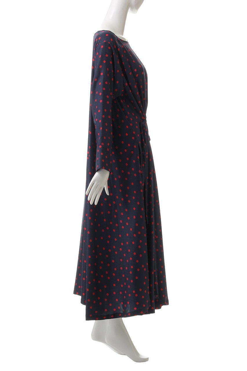 【ハウス オブ ロータス/HOUSE OF LOTUS】のシルクドットプリントワンピース 人気、トレンドファッション・服の通販 founy(ファニー) 　ファッション　Fashion　レディースファッション　Fashion for Women　ワンピース　Dresses　チュニック　Tunic Tops & Dresses　おすすめ　Recommended / Our Picks　なめらか　Smooth, Silky Texture　シルク　Silk, 100% Silk　チュニック　Tunic, Long Top　ドレープ　Drape, Draping Fabric　フロント　Front, Front Design　プリント　Print, Printed Pattern　リボン　Ribbon, Bow　ロング　Long, Long-Length　エレガント 上品　Elegant　other-3|ID: prp329100004239578 ipo3291000000032889521