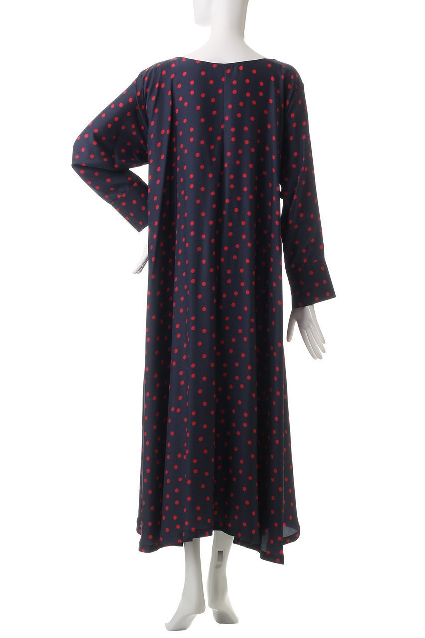 【ハウス オブ ロータス/HOUSE OF LOTUS】のシルクドットプリントワンピース 人気、トレンドファッション・服の通販 founy(ファニー) 　ファッション　Fashion　レディースファッション　Fashion for Women　ワンピース　Dresses　チュニック　Tunic Tops & Dresses　おすすめ　Recommended / Our Picks　なめらか　Smooth, Silky Texture　シルク　Silk, 100% Silk　チュニック　Tunic, Long Top　ドレープ　Drape, Draping Fabric　フロント　Front, Front Design　プリント　Print, Printed Pattern　リボン　Ribbon, Bow　ロング　Long, Long-Length　エレガント 上品　Elegant　other-4|ID: prp329100004239578 ipo3291000000032889524