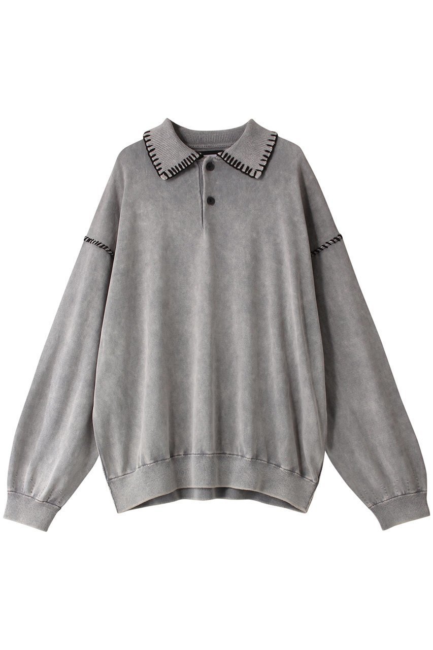 【メゾンスペシャル/MAISON SPECIAL】の【UNISEX】ケミカルオーバーダイエンブロイダリーニットポロ インテリア・キッズ・メンズ・レディースファッション・服の通販 founy(ファニー) 　ファッション　Fashion　レディースファッション　Fashion for Women　トップス・カットソー　Cut & Sew Tops　ニット　Knit Tops & Sweaters　シャツ・ブラウス・オフィスカジュアル　Elegant Blouses & Button-Ups　ロングTシャツ・Tシャツ　Longline T-Shirts & Tees　カットソー・ベーシックTシャツ　Cut-and-Sewn Tops / Stretch Tees & Basics　ユニセックス　Unisex, Genderless　スリーブ　Sleeve, Long Sleeve / Short Sleeve　トレンド　Trend, Trending Now　ハンド　Hand, Handmade　ロング　Long, Long-Length　G.BGE(グレーベージュ)|ID: prp329100004239598 ipo3291000000032894119
