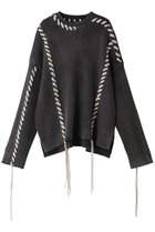 【メゾンスペシャル/MAISON SPECIAL】の【UNISEX】オニワッフルケミカルオーバーダイ エンブロイダリークルーネックPO BLK(ブラック)|ID: prp329100004239599 ipo3291000000032894145