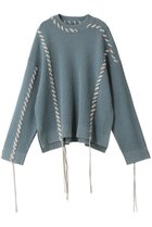 【メゾンスペシャル/MAISON SPECIAL】の【UNISEX】オニワッフルケミカルオーバーダイ エンブロイダリークルーネックPO BLU(ブルー)|ID: prp329100004239599 ipo3291000000032894150