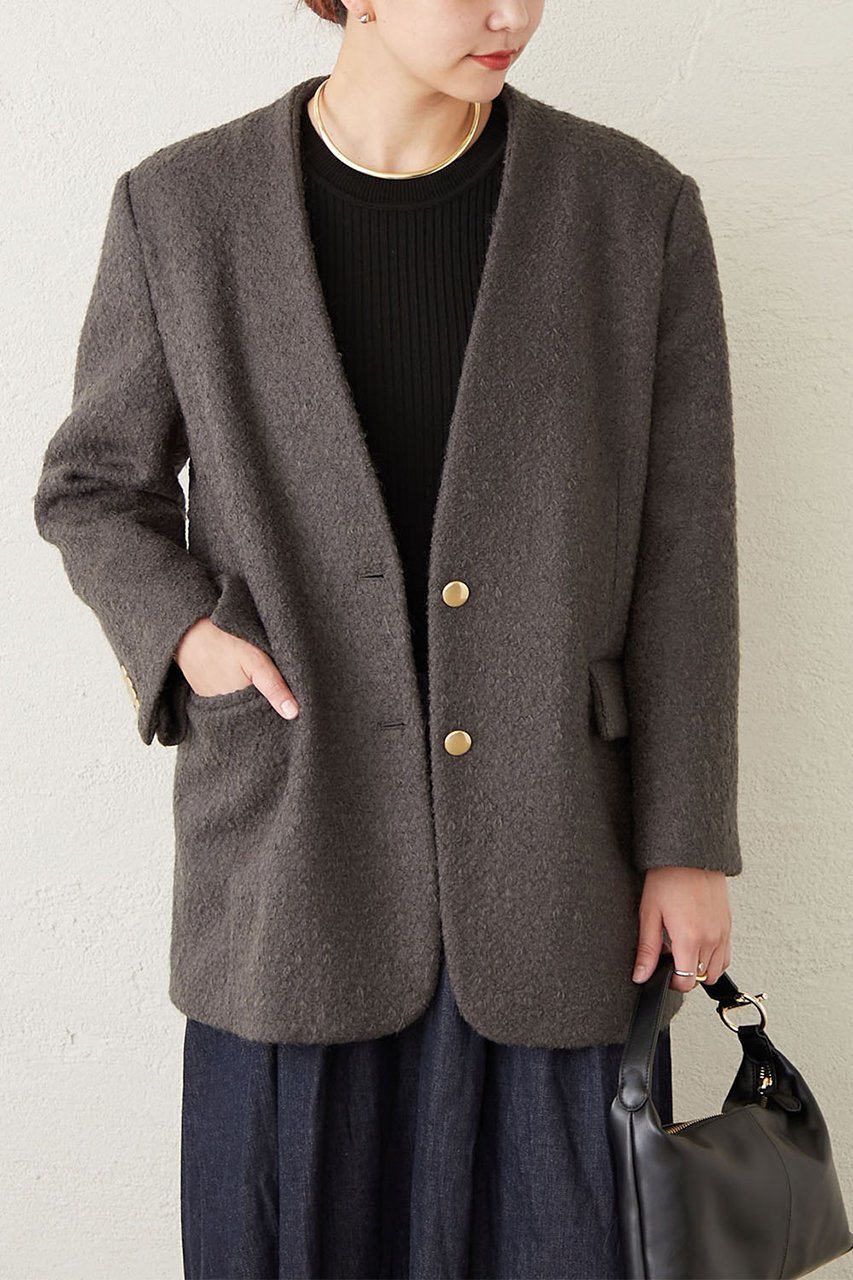 【ガリャルダガランテ/GALLARDAGALANTE】の【HERITANOVUM】モヘヤループノーカラージャケット 人気、トレンドファッション・服の通販 founy(ファニー) 　ファッション　Fashion　レディースファッション　Fashion for Women　アウター　Coat / Outerwear Collection　レディースジャケット・軽アウター　Jackets　ノーカラージャケット / シンプル上品コーデ　Collarless Jackets　クラシカル　Classical, Vintage-Inspired　ジャケット　Jacket, Outerwear　マニッシュ　Mannish, Boyish　メルトン　Melton, Heavy Wool　ループ　Loop, Loop Knit　other-8|ID: prp329100004240663 ipo3291000000032935628
