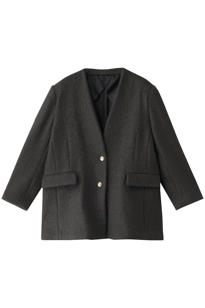 【ガリャルダガランテ/GALLARDAGALANTE】の【HERITANOVUM】モヘヤループノーカラージャケット インテリア・キッズ・メンズ・レディースファッション・服の通販 founy(ファニー) 　ファッション　Fashion　レディースファッション　Fashion for Women　アウター　Coat / Outerwear Collection　レディースジャケット・軽アウター　Jackets　ノーカラージャケット / シンプル上品コーデ　Collarless Jackets　クラシカル　Classical, Vintage-Inspired　ジャケット　Jacket, Outerwear　マニッシュ　Mannish, Boyish　メルトン　Melton, Heavy Wool　ループ　Loop, Loop Knit　チャコールグレー|ID: prp329100004240663 ipo3291000000035654574