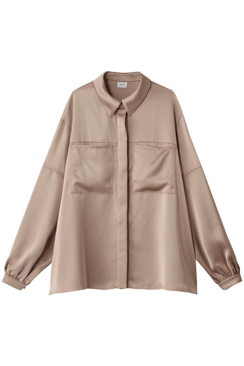 【マノフ/MANOF】のOUT POCKET SATIN SHIRTS シャツ/ブラウス 人気、トレンドファッション・服の通販 founy(ファニー) 　ファッション　Fashion　レディースファッション　WOMEN　トップス・カットソー　Tops/Tshirt　シャツ/ブラウス　Shirts/Blouses　おすすめ　Recommend　サテン　Satin　スリーブ　Sleeve　ハイネック　High Neck　ロング　Long　エレガント 上品　Elegant　NEW・新作・新着・新入荷　New Arrivals　 other-1|ID: prp329100004240668 ipo3291000000029409777