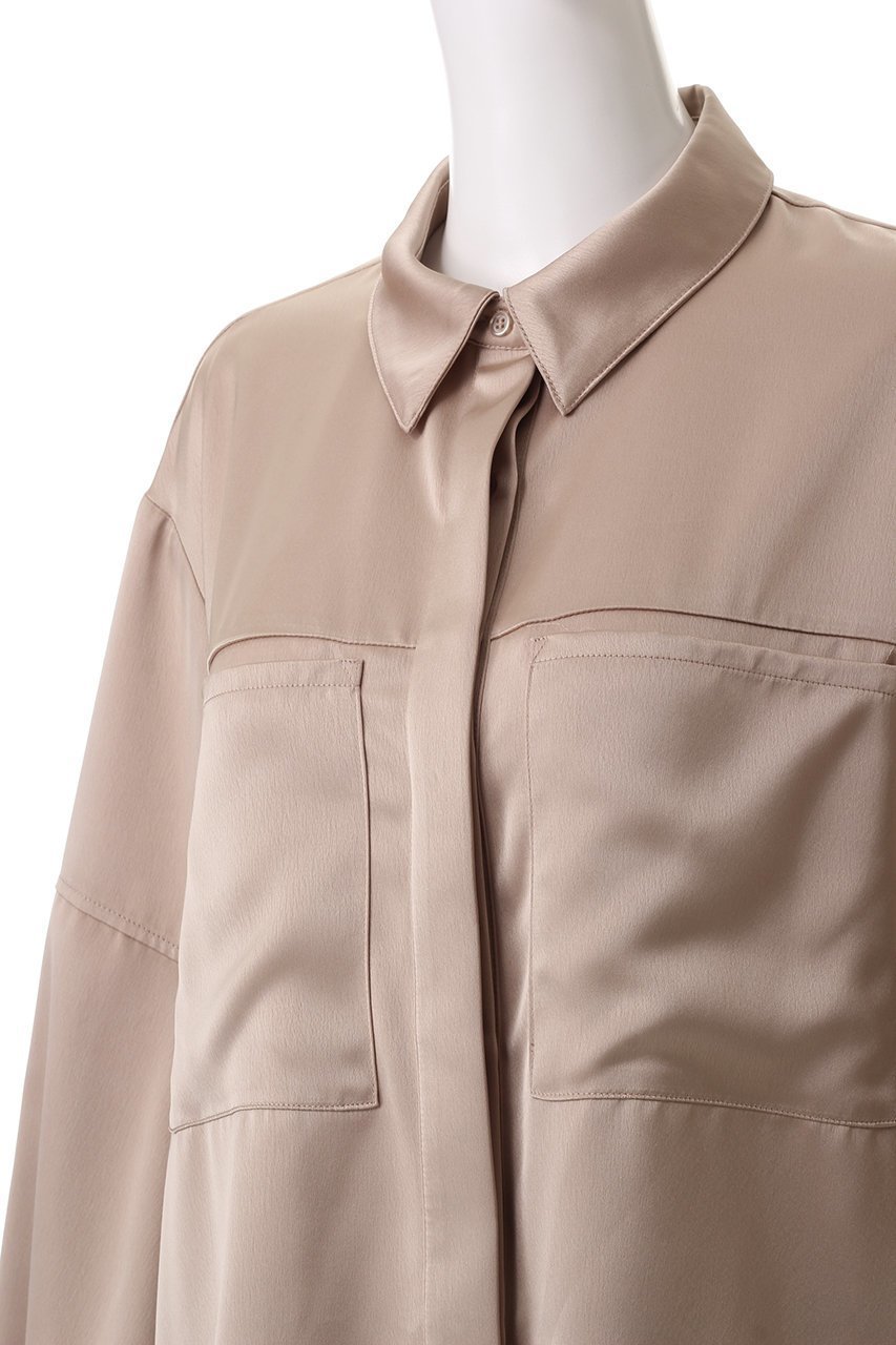 【マノフ/MANOF】のOUT POCKET SATIN SHIRTS シャツ/ブラウス 人気、トレンドファッション・服の通販 founy(ファニー) 　ファッション　Fashion　レディースファッション　WOMEN　トップス・カットソー　Tops/Tshirt　シャツ/ブラウス　Shirts/Blouses　おすすめ　Recommend　サテン　Satin　スリーブ　Sleeve　ハイネック　High Neck　ロング　Long　エレガント 上品　Elegant　other-5|ID: prp329100004240668 ipo3291000000031379531