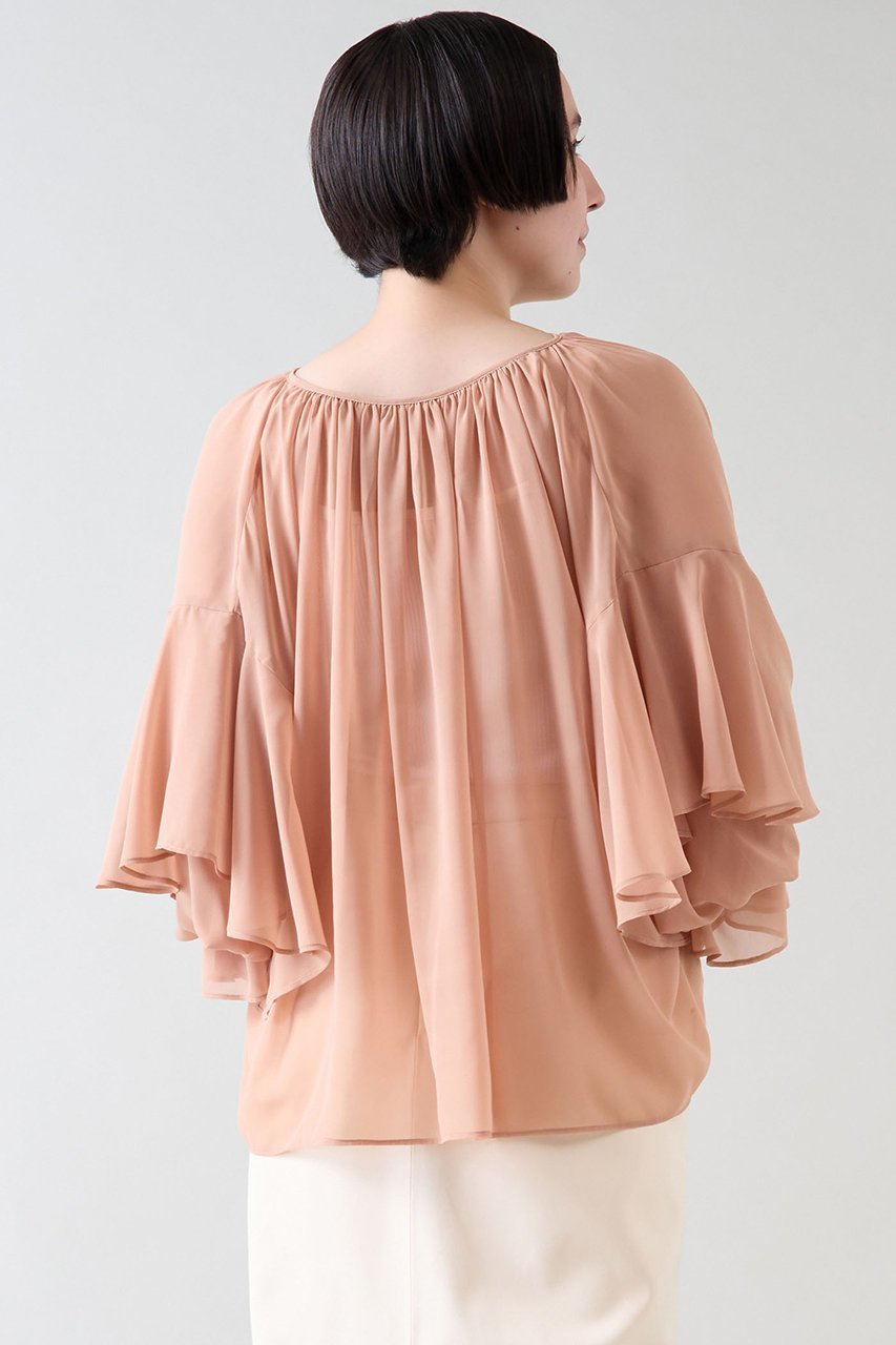 【マルティニーク/martinique】のシフォンギャザーブラウス 人気、トレンドファッション・服の通販 founy(ファニー) 　ファッション　Fashion　レディースファッション　Fashion for Women　トップス・カットソー　Cut & Sew Tops　シャツ・ブラウス・オフィスカジュアル　Elegant Blouses & Button-Ups　おすすめ　Recommended / Our Picks　ギャザー　Gathered, Ruffled　シフォン　Chiffon, Lightweight Fabric　スリーブ　Sleeve, Long Sleeve / Short Sleeve　デニム　Denim, Jeans Material　フェミニン　Feminine, Girly　フリル　Frill, Ruffle　ボトム　Bottoms, Lower Wear　ロング　Long, Long-Length　再入荷　Restock / Back in Stock　other-3|ID: prp329100004240719 ipo3291000000032705140