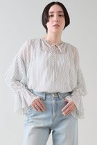 【マルティニーク/martinique】のシフォンギャザーブラウス ストライプ|ID: prp329100004240719 ipo3291000000035041708