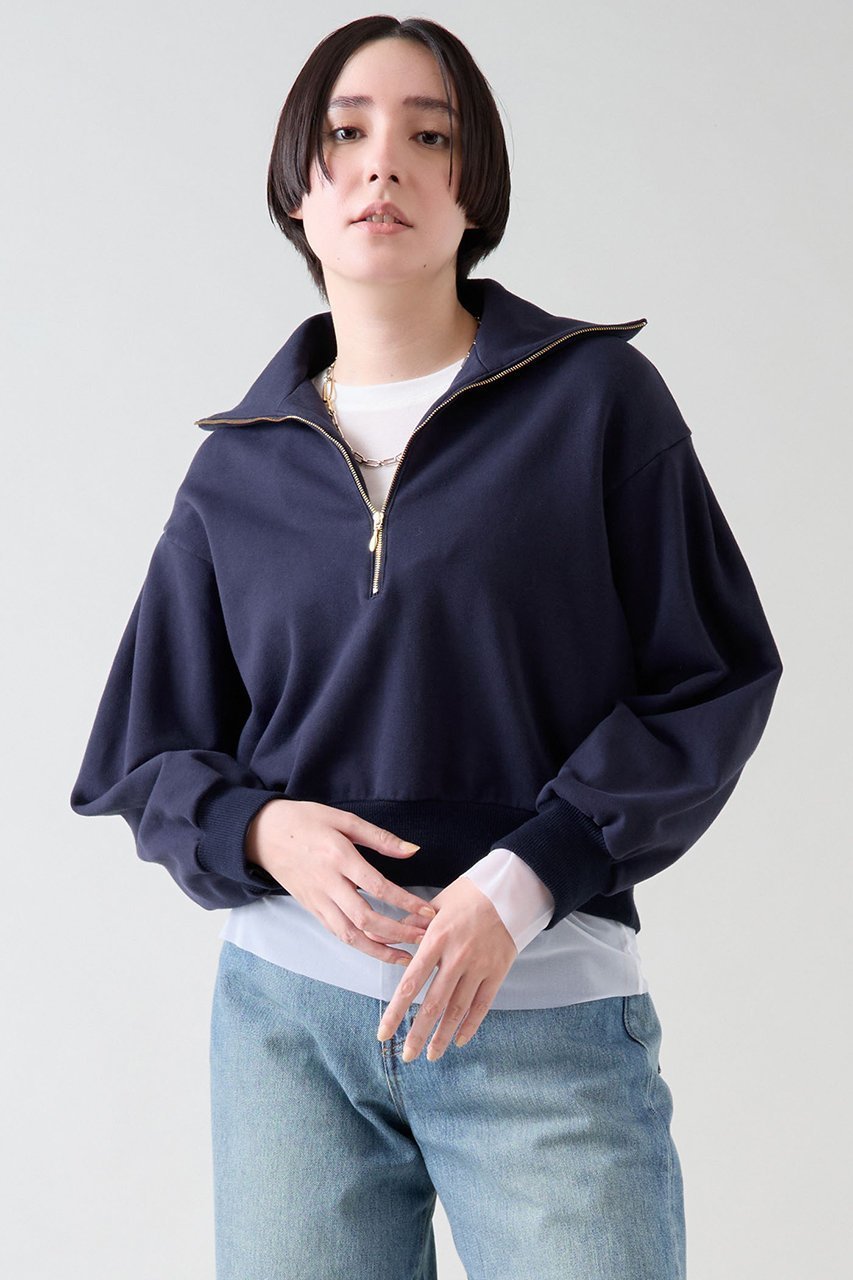 【マルティニーク/martinique】のハーフジップスウェット インテリア・キッズ・メンズ・レディースファッション・服の通販 founy(ファニー) 　ファッション　Fashion　レディースファッション　Fashion for Women　トップス・カットソー　Cut & Sew Tops　シャツ・ブラウス・オフィスカジュアル　Elegant Blouses & Button-Ups　レディースパーカー・カジュアルフーディー　Casual Hoodies & Sweatshirts　ロングTシャツ・Tシャツ　Longline T-Shirts & Tees　スウェット・クルーネックトップス　Sweatshirts & Crewnecks / Relaxed Fit Sweat Tops　カットソー・ベーシックTシャツ　Cut-and-Sewn Tops / Stretch Tees & Basics　おすすめ　Recommended / Our Picks　トレンド　Trend, Trending Now　フェミニン　Feminine, Girly　メンズ　Men's, Menswear　ループ　Loop, Loop Knit　今季　This Season, Current Season　再入荷　Restock / Back in Stock　ネイビー|ID: prp329100004240722 ipo3291000000032705158
