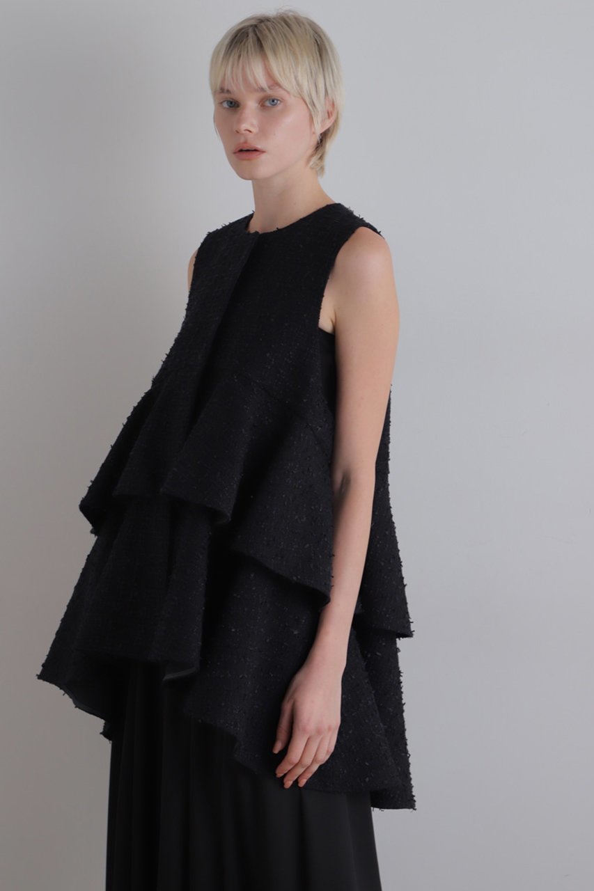 【ル フィル/LE PHIL】のフリンジツィードフリルジレ 人気、トレンドファッション・服の通販 founy(ファニー) 　ファッション　Fashion　レディースファッション　Fashion for Women　アウター　Coat / Outerwear Collection　レディースジャケット・軽アウター　Jackets　コンパクト　Compact, Small Size　ジャケット　Jacket, Outerwear　ツイード　Twill, Twill Weave　ハイネック　High Neck, Mock Neck　フリル　Frill, Ruffle　ベスト　Vest, Waistcoat　ミックス　Mix, Mixed Style　エレガント 上品　Elegant　other-8|ID: prp329100004240727 ipo3291000000032927160