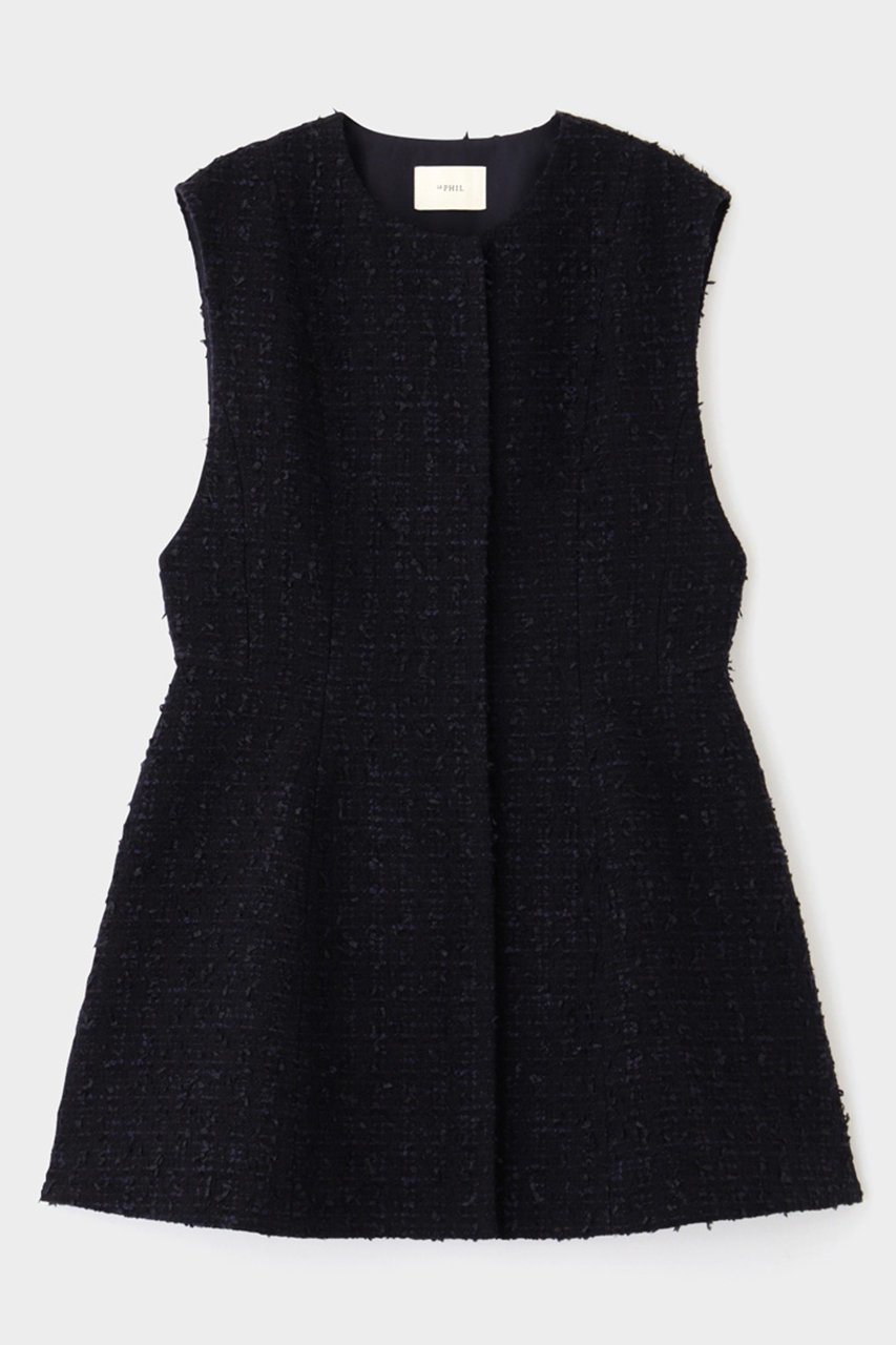 【ル フィル/LE PHIL】のフリンジツィードペプラムジレ 人気、トレンドファッション・服の通販 founy(ファニー) 　ファッション　Fashion　レディースファッション　Fashion for Women　アウター　Coat / Outerwear Collection　レディースジャケット・軽アウター　Jackets　おすすめ　Recommended / Our Picks　エレガント 上品　Elegant　コンパクト　Compact, Small Size　ジャカード／ジャガード　Jacquard, Woven Pattern　ジャケット　Jacket, Outerwear　ツイード　Twill, Twill Weave　ドレス　Dress, One-Piece　フレア　Flare, Flared　ベスト　Vest, Waistcoat　ペプラム　Peplum, Flared Hem　ミックス　Mix, Mixed Style　 other-1|ID: prp329100004240728 ipo3291000000035863581