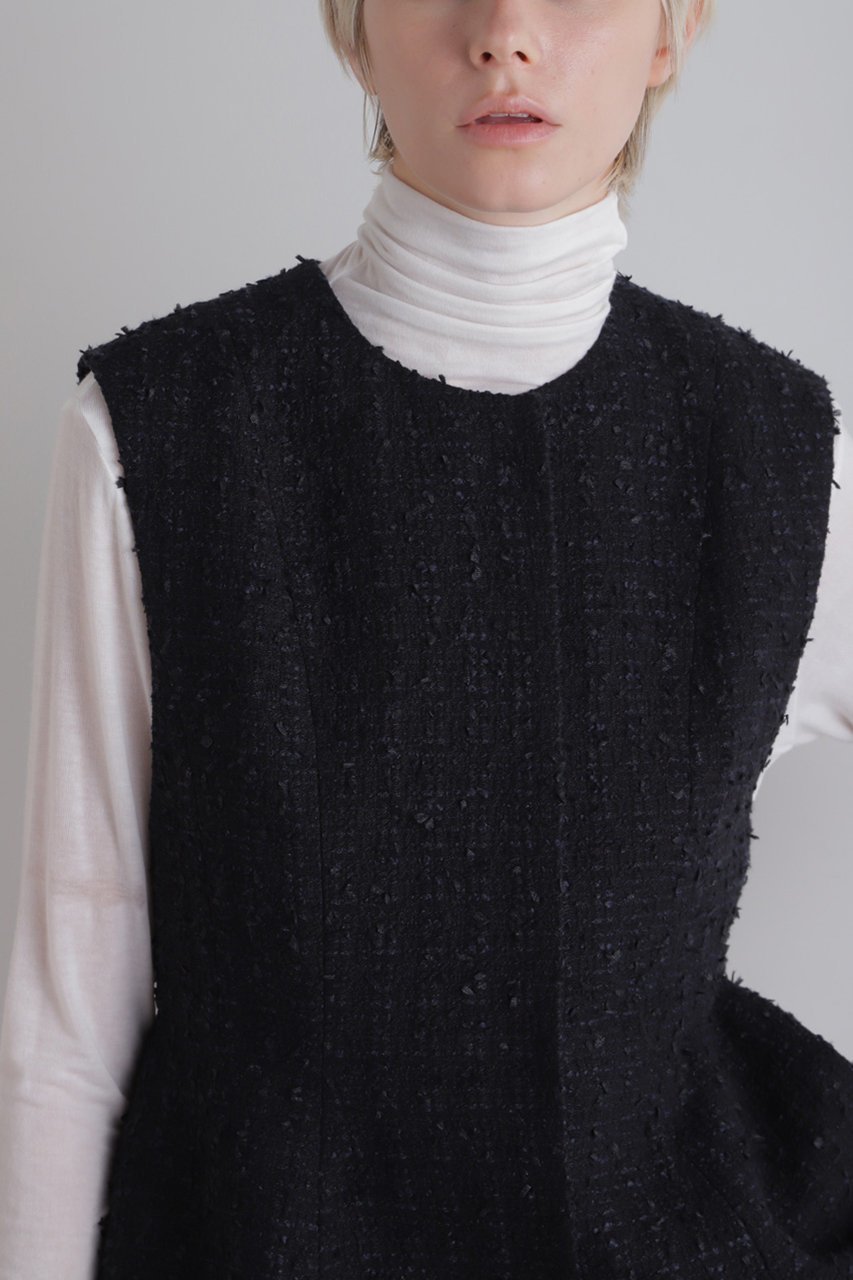 【ル フィル/LE PHIL】のフリンジツィードペプラムジレ 人気、トレンドファッション・服の通販 founy(ファニー) 　ファッション　Fashion　レディースファッション　Fashion for Women　アウター　Coat / Outerwear Collection　レディースジャケット・軽アウター　Jackets　おすすめ　Recommended / Our Picks　エレガント 上品　Elegant　コンパクト　Compact, Small Size　ジャカード／ジャガード　Jacquard, Woven Pattern　ジャケット　Jacket, Outerwear　ツイード　Twill, Twill Weave　ドレス　Dress, One-Piece　フレア　Flare, Flared　ベスト　Vest, Waistcoat　ペプラム　Peplum, Flared Hem　ミックス　Mix, Mixed Style　other-5|ID: prp329100004240728 ipo3291000000035863586