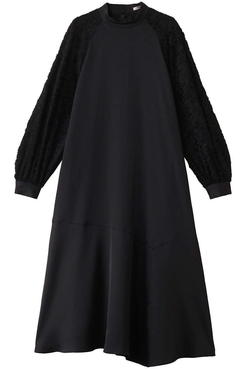 【デザイン ワークス/DESIGN WORKS】のカットJQコンビドレス インテリア・キッズ・メンズ・レディースファッション・服の通販 founy(ファニー) 　ファッション　Fashion　レディースファッション　Fashion for Women　ワンピース　Dresses　フォーマル・パーティードレス・結婚式用ドレス　Elegant & Casual Dresses　チュニック　Tunic Tops & Dresses　アシンメトリー　Asymmetrical Style　コンビ　Combo, Combination Style　シンプル　Simple, Minimal　ジャカード／ジャガード　Jacquard, Woven Pattern　スタンド　Stand Collar, Upright Stand　チュニック　Tunic, Long Top　ドレス　Dress, One-Piece　ヘムライン　Hemline, Bottom Cut　モダン　Modern, Contemporary　ロング　Long, Long-Length　ブラック|ID: prp329100004242136 ipo3291000000032884589