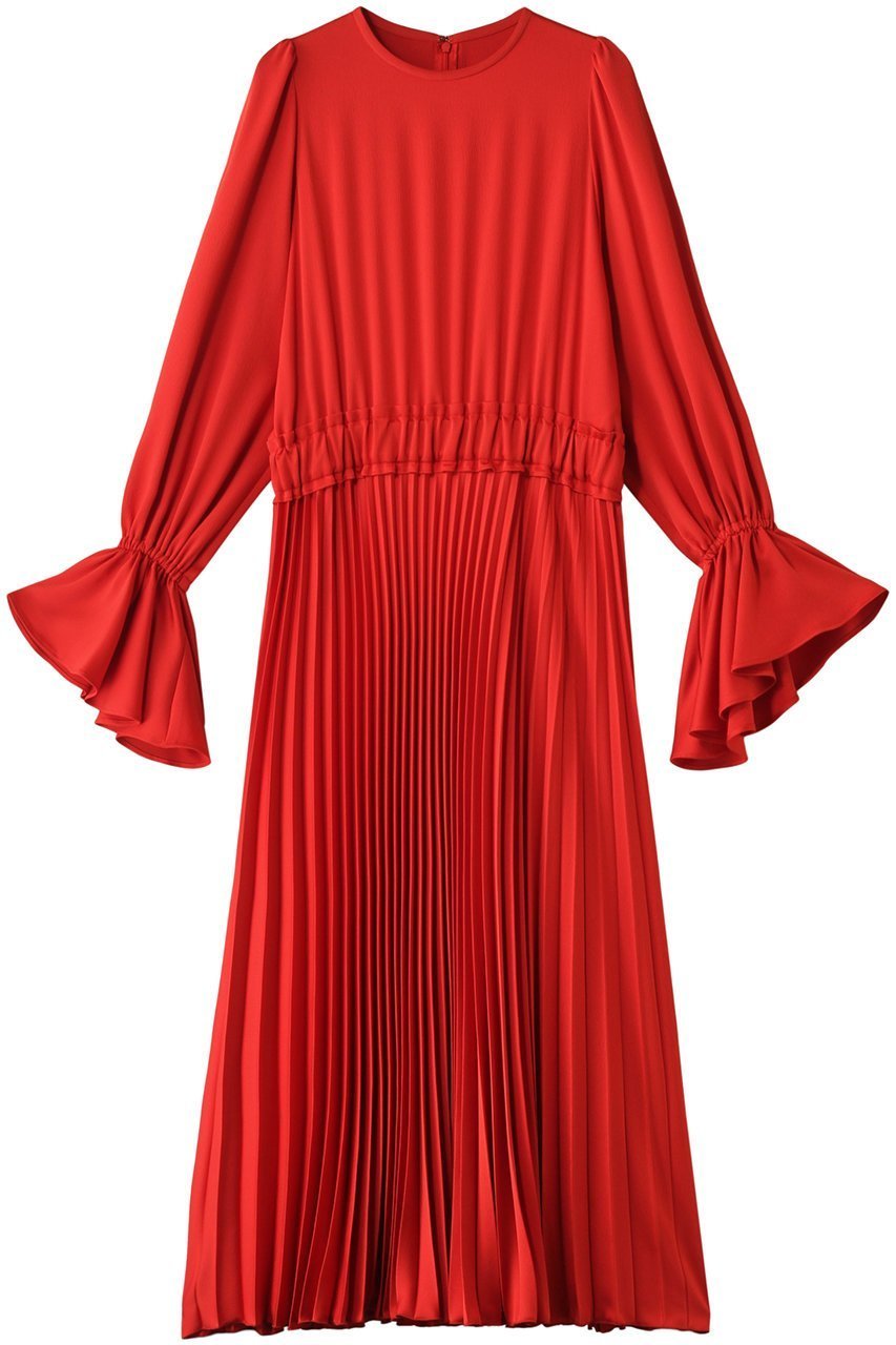 【デザイン ワークス/DESIGN WORKS】のサテンプリーツドレス インテリア・キッズ・メンズ・レディースファッション・服の通販 founy(ファニー) 　ファッション　Fashion　レディースファッション　Fashion for Women　ワンピース　Dresses　フォーマル・パーティードレス・結婚式用ドレス　Elegant & Casual Dresses　チュニック　Tunic Tops & Dresses　エレガント 上品　Elegant　サテン　Satin, Glossy Fabric　チュニック　Tunic, Long Top　ドレス　Dress, One-Piece　パーティ　Party, Party Style　フレア　Flare, Flared　プリーツ　Pleats, Pleated　ロング　Long, Long-Length　レッド|ID: prp329100004242137 ipo3291000000035551676