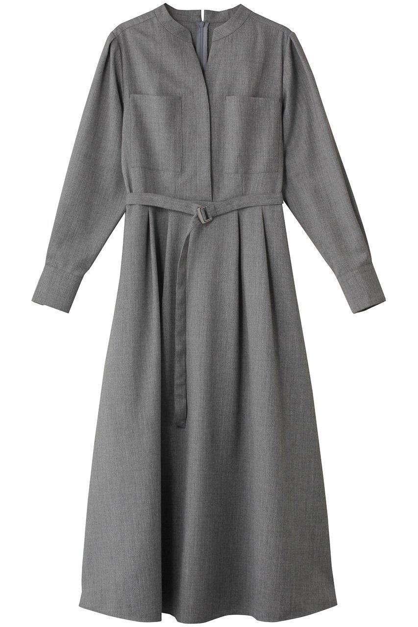 【アルアバイル/allureville】のスタンドカラータックワンピース インテリア・キッズ・メンズ・レディースファッション・服の通販 founy(ファニー) 　ファッション　Fashion　レディースファッション　Fashion for Women　ワンピース　Dresses　チュニック　Tunic Tops & Dresses　スリット　Slit, Slit Detail　チュニック　Tunic, Long Top　フィット　Fit, Slim Fit　フレア　Flare, Flared　ロング　Long, Long-Length　エレガント 上品　Elegant　グレー|ID: prp329100004242171 ipo3291000000032889808