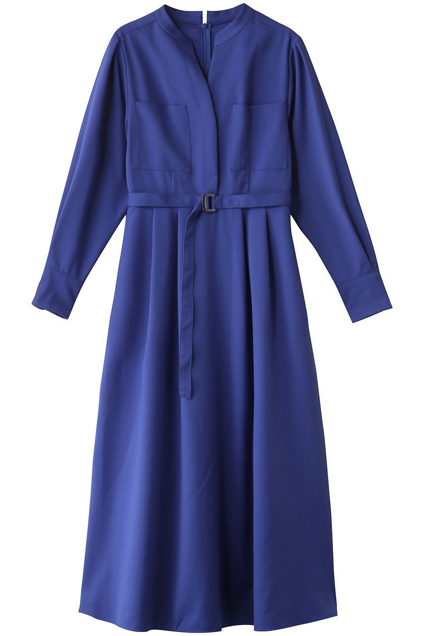 【アルアバイル/allureville】のスタンドカラータックワンピース インテリア・キッズ・メンズ・レディースファッション・服の通販 founy(ファニー) 　ファッション　Fashion　レディースファッション　Fashion for Women　ワンピース　Dresses　チュニック　Tunic Tops & Dresses　スリット　Slit, Slit Detail　チュニック　Tunic, Long Top　フィット　Fit, Slim Fit　フレア　Flare, Flared　ロング　Long, Long-Length　エレガント 上品　Elegant　ブルー|ID: prp329100004242171 ipo3291000000032889811