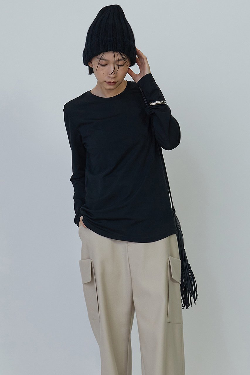 【プルミエ アロンディスモン/1er Arrondissement】のクルーネック天竺カットソー 人気、トレンドファッション・服の通販 founy(ファニー) 　ファッション　Fashion　レディースファッション　Fashion for Women　トップス・カットソー　Cut & Sew Tops　シャツ・ブラウス・オフィスカジュアル　Elegant Blouses & Button-Ups　ロングTシャツ・Tシャツ　Longline T-Shirts & Tees　カットソー・ベーシックTシャツ　Cut-and-Sewn Tops / Stretch Tees & Basics　インナー　Innerwear　カットソー　Cut and Sewn Top　スリム　Slim, Slim Fit　スリーブ　Sleeve, Long Sleeve / Short Sleeve　ベスト　Vest, Waistcoat　ロング　Long, Long-Length　 other-1|ID: prp329100004243268 ipo3291000000032890332