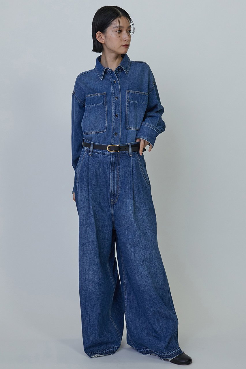 【プルミエ アロンディスモン/1er Arrondissement】の9.5オンスデニムシャツ 人気、トレンドファッション・服の通販 founy(ファニー) 　ファッション　Fashion　レディースファッション　Fashion for Women　トップス・カットソー　Cut & Sew Tops　シャツ・ブラウス・オフィスカジュアル　Elegant Blouses & Button-Ups　スリーブ　Sleeve, Long Sleeve / Short Sleeve　セットアップ　Set-Up, Coordinated Outfit　デニム　Denim, Jeans Material　バランス　Balance, Style Balance　ボトム　Bottoms, Lower Wear　ポケット　Pocket, Pocket Detail　ロング　Long, Long-Length　ヴィンテージ　Vintage Style　other-4|ID: prp329100004243283 ipo3291000000032840419