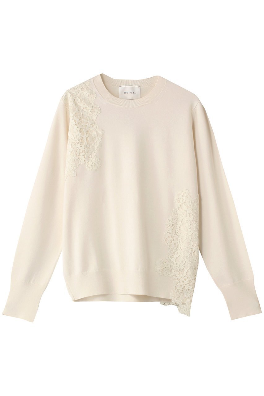 【ベイジ,/BEIGE,】のWILLOW(ウィロウ)/アシンメトリーレースクルーネックニット 人気、トレンドファッション・服の通販 founy(ファニー) 　ファッション　Fashion　レディースファッション　Fashion for Women　トップス・カットソー　Cut & Sew Tops　ニット　Knit Tops & Sweaters　カジュアルプルオーバー・ニットトップス　Pullovers & Knit Tops / Casual Pullovers　アシンメトリー　Asymmetrical Style　ベーシック　Basic, Essential　レース　Lace, Lace Fabric　エレガント 上品　Elegant　 other-1|ID: prp329100004244222 ipo3291000000032965127