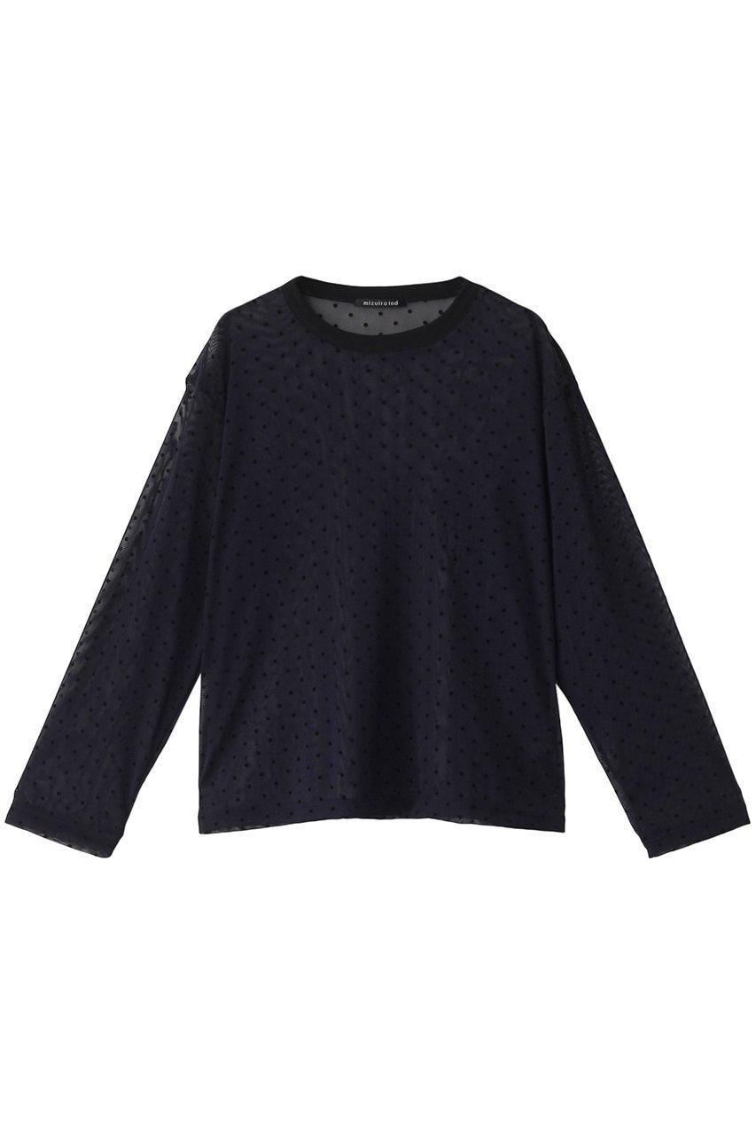 【ミズイロ インド/mizuiro ind】のmesh dots crew neck P/O プルオーバー インテリア・キッズ・メンズ・レディースファッション・服の通販 founy(ファニー) 　ファッション　Fashion　レディースファッション　Fashion for Women　トップス・カットソー　Cut & Sew Tops　シャツ・ブラウス・オフィスカジュアル　Elegant Blouses & Button-Ups　カジュアルプルオーバー・ニットトップス　Pullovers & Knit Tops / Casual Pullovers　キャミソール　Camisole, Spaghetti Strap Top　スリーブ　Sleeve, Long Sleeve / Short Sleeve　トレンド　Trend, Trending Now　ドット　Polka Dot, Dot Pattern　フェミニン　Feminine, Girly　メッシュ　Mesh, Net Fabric　ロング　Long, Long-Length　再入荷　Restock / Back in Stock　navy|ID: prp329100004244227 ipo3291000000032886835