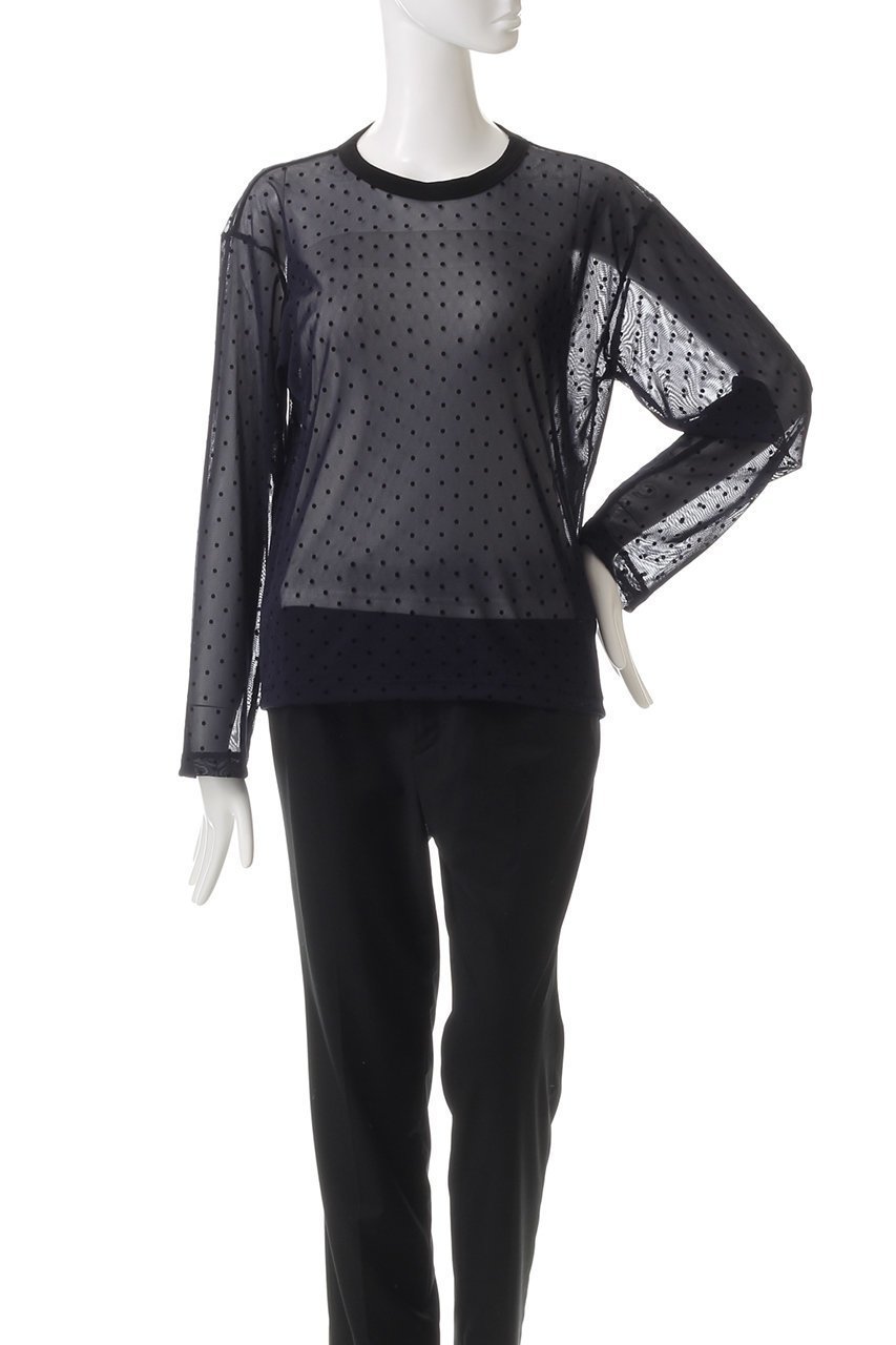 【ミズイロ インド/mizuiro ind】のmesh dots crew neck P/O プルオーバー 人気、トレンドファッション・服の通販 founy(ファニー) 　ファッション　Fashion　レディースファッション　Fashion for Women　トップス・カットソー　Cut & Sew Tops　シャツ・ブラウス・オフィスカジュアル　Elegant Blouses & Button-Ups　カジュアルプルオーバー・ニットトップス　Pullovers & Knit Tops / Casual Pullovers　キャミソール　Camisole, Spaghetti Strap Top　スリーブ　Sleeve, Long Sleeve / Short Sleeve　トレンド　Trend, Trending Now　ドット　Polka Dot, Dot Pattern　フェミニン　Feminine, Girly　メッシュ　Mesh, Net Fabric　ロング　Long, Long-Length　再入荷　Restock / Back in Stock　other-2|ID: prp329100004244227 ipo3291000000032886844