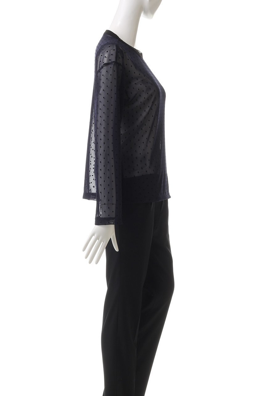 【ミズイロ インド/mizuiro ind】のmesh dots crew neck P/O プルオーバー 人気、トレンドファッション・服の通販 founy(ファニー) 　ファッション　Fashion　レディースファッション　Fashion for Women　トップス・カットソー　Cut & Sew Tops　シャツ・ブラウス・オフィスカジュアル　Elegant Blouses & Button-Ups　カジュアルプルオーバー・ニットトップス　Pullovers & Knit Tops / Casual Pullovers　キャミソール　Camisole, Spaghetti Strap Top　スリーブ　Sleeve, Long Sleeve / Short Sleeve　トレンド　Trend, Trending Now　ドット　Polka Dot, Dot Pattern　フェミニン　Feminine, Girly　メッシュ　Mesh, Net Fabric　ロング　Long, Long-Length　再入荷　Restock / Back in Stock　other-3|ID: prp329100004244227 ipo3291000000032886848