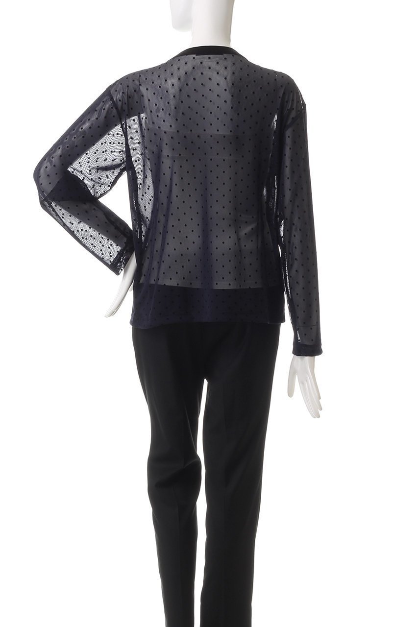 【ミズイロ インド/mizuiro ind】のmesh dots crew neck P/O プルオーバー 人気、トレンドファッション・服の通販 founy(ファニー) 　ファッション　Fashion　レディースファッション　Fashion for Women　トップス・カットソー　Cut & Sew Tops　シャツ・ブラウス・オフィスカジュアル　Elegant Blouses & Button-Ups　カジュアルプルオーバー・ニットトップス　Pullovers & Knit Tops / Casual Pullovers　キャミソール　Camisole, Spaghetti Strap Top　スリーブ　Sleeve, Long Sleeve / Short Sleeve　トレンド　Trend, Trending Now　ドット　Polka Dot, Dot Pattern　フェミニン　Feminine, Girly　メッシュ　Mesh, Net Fabric　ロング　Long, Long-Length　再入荷　Restock / Back in Stock　other-4|ID: prp329100004244227 ipo3291000000032886852