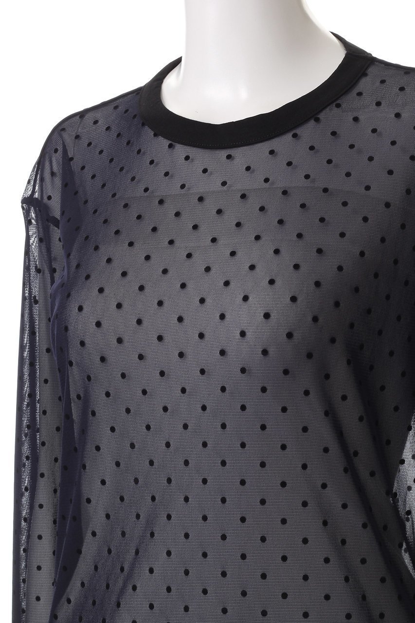 【ミズイロ インド/mizuiro ind】のmesh dots crew neck P/O プルオーバー 人気、トレンドファッション・服の通販 founy(ファニー) 　ファッション　Fashion　レディースファッション　Fashion for Women　トップス・カットソー　Cut & Sew Tops　シャツ・ブラウス・オフィスカジュアル　Elegant Blouses & Button-Ups　カジュアルプルオーバー・ニットトップス　Pullovers & Knit Tops / Casual Pullovers　キャミソール　Camisole, Spaghetti Strap Top　スリーブ　Sleeve, Long Sleeve / Short Sleeve　トレンド　Trend, Trending Now　ドット　Polka Dot, Dot Pattern　フェミニン　Feminine, Girly　メッシュ　Mesh, Net Fabric　ロング　Long, Long-Length　再入荷　Restock / Back in Stock　other-5|ID: prp329100004244227 ipo3291000000032886856