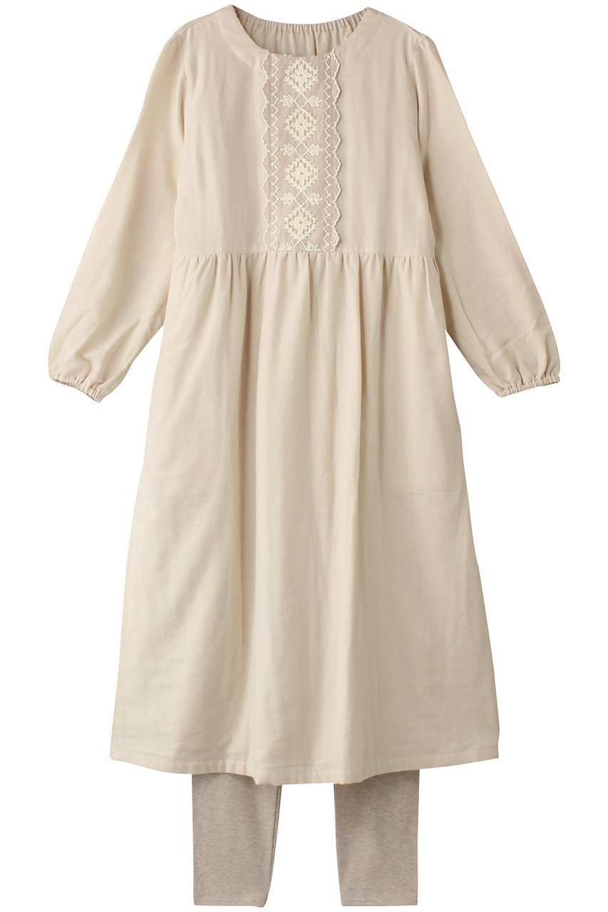 【キッドブルー/KID BLUE】のコードエンブWガーゼナイティ(スパッツつき) 人気、トレンドファッション・服の通販 founy(ファニー) ファッション Fashion レディースファッション Fashion for Women トップス・カットソー Cut & Sew Tops お家時間・ステイホーム Stay Home / At Home ギャザー Gathered, Ruffled スカラップ Scallop, Scalloped Edge スリーブ Sleeve, Long Sleeve / Short Sleeve ダブル Double, Double-Breasted パジャマ Pajamas, Sleepwear フェミニン Feminine, Girly ロング Long, Long-Length 再入荷 Restock / Back in Stock other-1|ID: prp329100004246839 ipo3291000000034875474