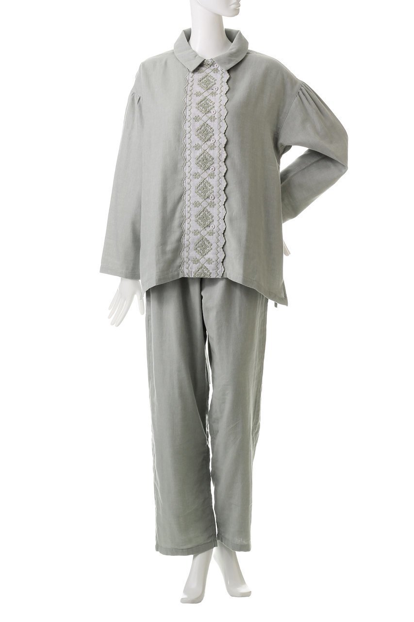 【キッドブルー/KID BLUE】のコードエンブWガーゼパジャマ 人気、トレンドファッション・服の通販 founy(ファニー) ファッション Fashion レディースファッション Fashion for Women トップス・カットソー Cut & Sew Tops スカラップ Scallop, Scalloped Edge スリーブ Sleeve, Long Sleeve / Short Sleeve ダブル Double, Double-Breasted パジャマ Pajamas, Sleepwear ロング Long, Long-Length 再入荷 Restock / Back in Stock other-2|ID: prp329100004246840 ipo3291000000034875491