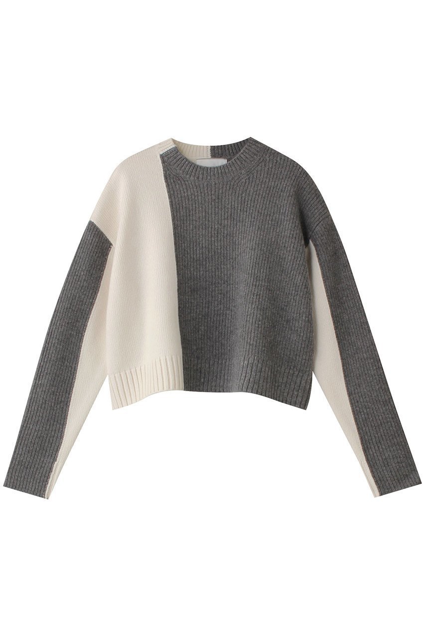 【ベイジ,/BEIGE,】のLAURIERS(ローリエ)/ウールカシミヤバイカラーニット インテリア・キッズ・メンズ・レディースファッション・服の通販 founy(ファニー) 　ファッション　Fashion　レディースファッション　Fashion for Women　トップス・カットソー　Cut & Sew Tops　ニット　Knit Tops & Sweaters　カジュアルプルオーバー・ニットトップス　Pullovers & Knit Tops / Casual Pullovers　ショート　Short, Short Length　バランス　Balance, Style Balance　Gray×Ecru|ID: prp329100004246883 ipo3291000000032965284