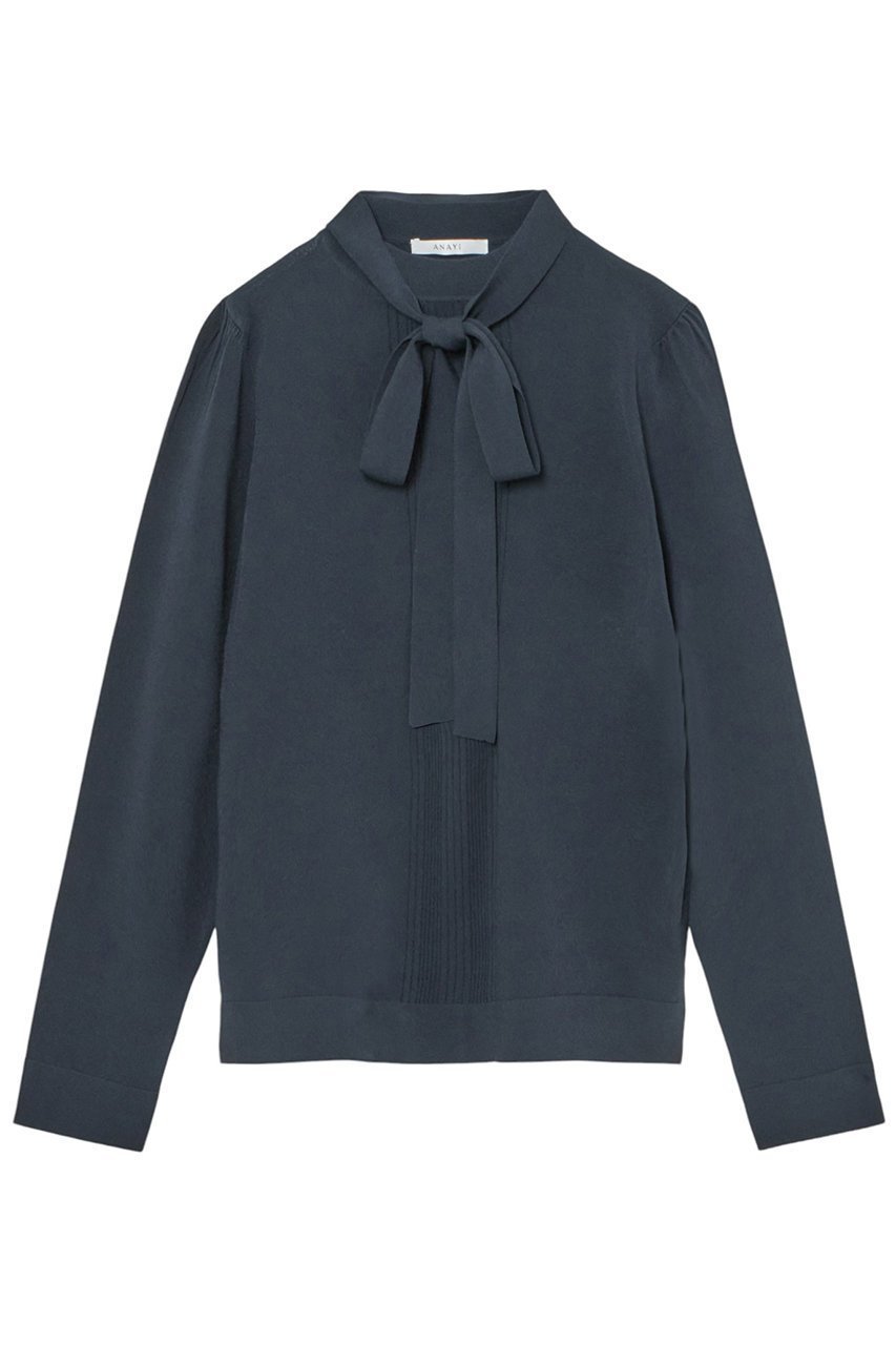 【アナイ/ANAYI】の【Eternal Line 2025】タイ付きハイネック プルオーバー インテリア・キッズ・メンズ・レディースファッション・服の通販 founy(ファニー) ファッション Fashion レディースファッション Fashion for Women トップス・カットソー Cut & Sew Tops ニット Knit Tops & Sweaters カジュアルプルオーバー・ニットトップス Pullovers & Knit Tops / Casual Pullovers インナー Innerwear ギャザー Gathered, Ruffled ジャケット Jacket, Outerwear ストレッチ Stretch, Stretchy Fabric スリット Slit, Slit Detail ハイネック High Neck, Mock Neck リボン Ribbon, Bow ループ Loop, Loop Knit 再入荷 Restock / Back in Stock ネイビー|ID: prp329100004247922 ipo3291000000035053120