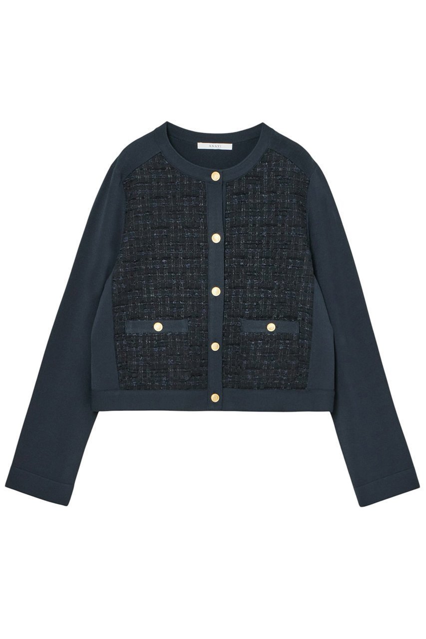 【アナイ/ANAYI】の【Eternal Line 2025】ミックスツイードコンビ ジャケット カーディガン インテリア・キッズ・メンズ・レディースファッション・服の通販 founy(ファニー) ファッション Fashion レディースファッション Fashion for Women カーディガン Cardigan, Knitwear シフォン Chiffon, Lightweight Fabric ジャケット Jacket, Outerwear セットアップ Set-Up, Coordinated Outfit ツイード Twill, Twill Weave 人気 Popular, Best Seller ポケット Pocket, Pocket Detail メタル Metal, Metal Parts おすすめ Recommended / Our Picks ネイビー|ID: prp329100004247924 ipo3291000000033705530