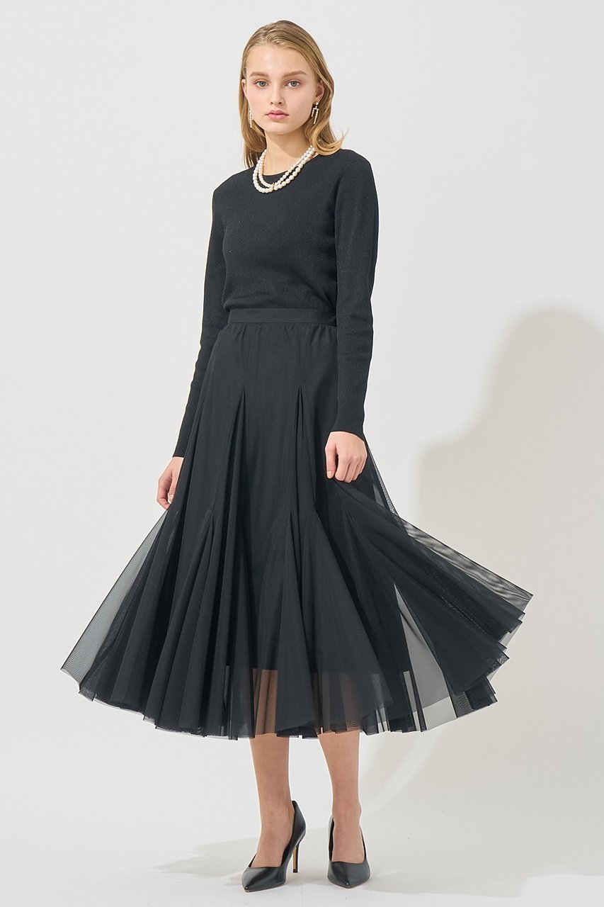 【アナイ/ANAYI】の【Eternal Line 2025】シャイニーチュールマチフレア スカート 人気、トレンドファッション・服の通販 founy(ファニー) 　ファッション　Fashion　レディースファッション　Fashion for Women　スカート　Skirts　Aライン・フレアスカート　A-Line & Flared Skirts　ロングスカート　Long Skirts / Maxi & Midi Skirts　おすすめ　Recommended / Our Picks　エレガント 上品　Elegant　オケージョン　Occasion Wear　ジャケット　Jacket, Outerwear　チュール　Tulip, Tulip Motif　ツイード　Twill, Twill Weave　フレア　Flare, Flared　ロング　Long, Long-Length　再入荷　Restock / Back in Stock　other-8|ID: prp329100004247955 ipo3291000000035052699