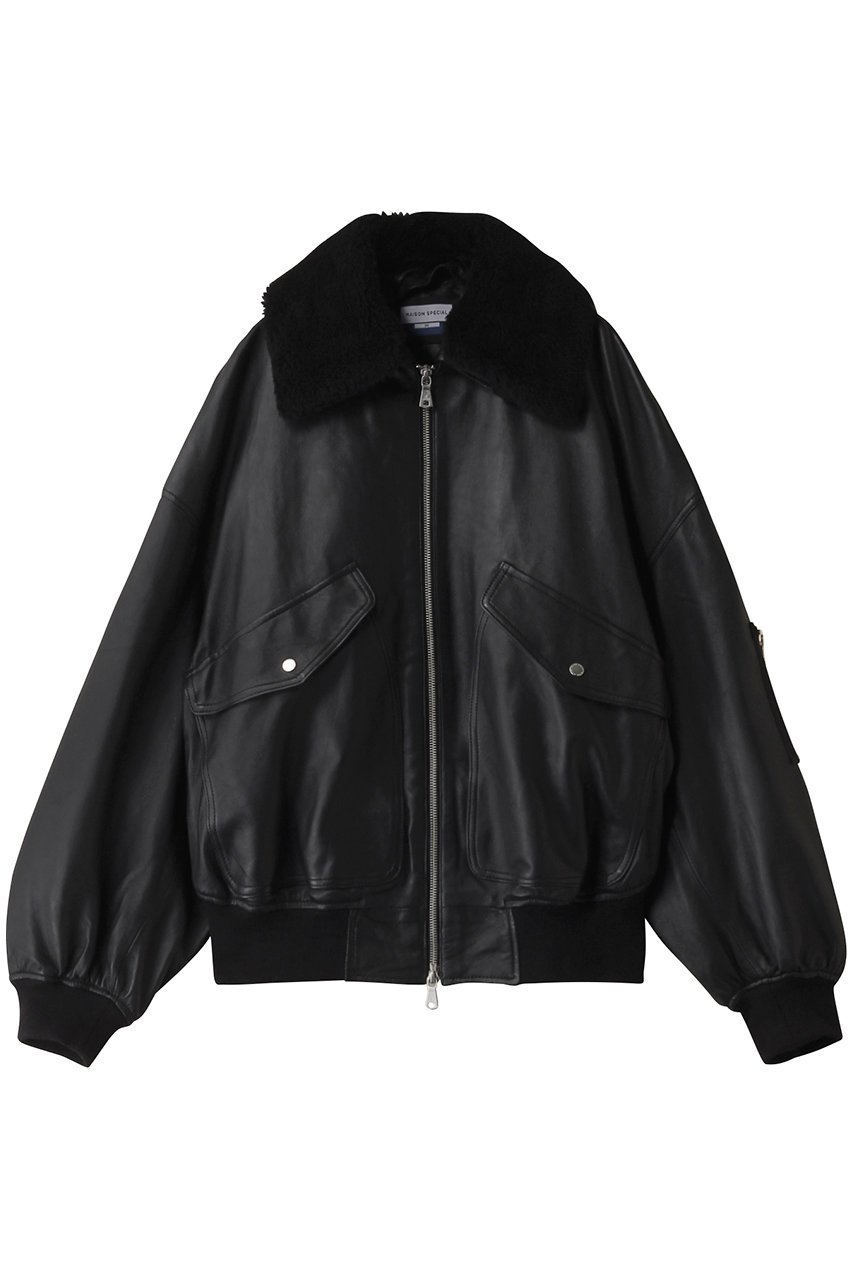 【メゾンスペシャル/MAISON SPECIAL】の【UNISEX】SHEEPレザーG1ムートン襟ブルゾン インテリア・キッズ・メンズ・レディースファッション・服の通販 founy(ファニー) 　ファッション　Fashion　レディースファッション　Fashion for Women　アウター　Coat / Outerwear Collection　レディースジャケット・軽アウター　Jackets　ブルゾンジャケット・スポーティアウター　Blouson Jackets　ユニセックス　Unisex, Genderless　ジャケット　Jacket, Outerwear　スタイリッシュ　Stylish, Fashionable　スリーブ　Sleeve, Long Sleeve / Short Sleeve　ブルゾン　Blouson, Bomber Jacket　ムートン　Shearling, Mouton　ロング　Long, Long-Length　BLK(ブラック)|ID: prp329100004247983 ipo3291000000032936403