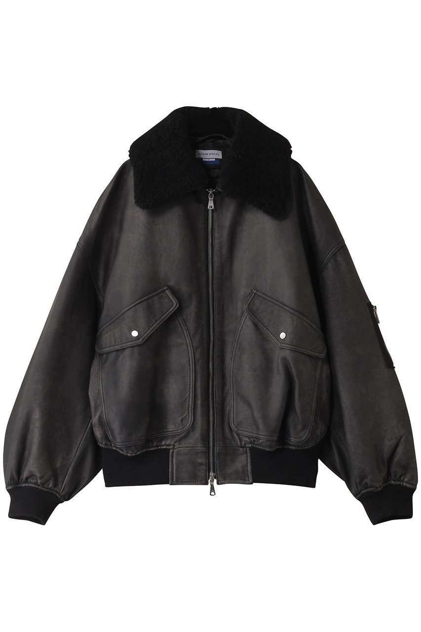 【メゾンスペシャル/MAISON SPECIAL】の【UNISEX】SHEEPレザーG1ムートン襟ブルゾン インテリア・キッズ・メンズ・レディースファッション・服の通販 founy(ファニー) 　ファッション　Fashion　レディースファッション　Fashion for Women　アウター　Coat / Outerwear Collection　レディースジャケット・軽アウター　Jackets　ブルゾンジャケット・スポーティアウター　Blouson Jackets　ユニセックス　Unisex, Genderless　ジャケット　Jacket, Outerwear　スタイリッシュ　Stylish, Fashionable　スリーブ　Sleeve, Long Sleeve / Short Sleeve　ブルゾン　Blouson, Bomber Jacket　ムートン　Shearling, Mouton　ロング　Long, Long-Length　D.BLK(ブラック)|ID: prp329100004247983 ipo3291000000032936408
