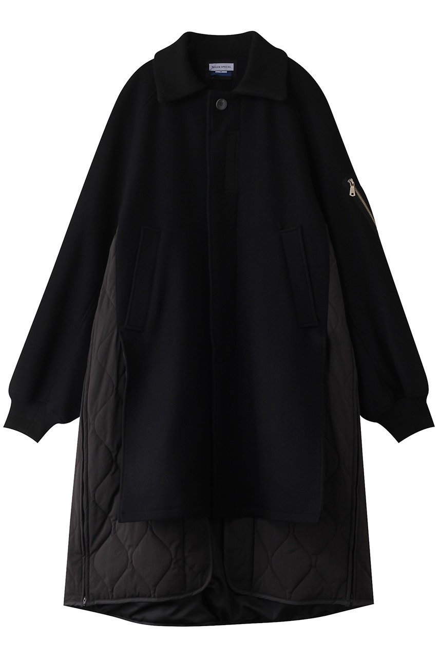 【メゾンスペシャル/MAISON SPECIAL】の【UNISEX】レイヤリングキルティングコート インテリア・キッズ・メンズ・レディースファッション・服の通販 founy(ファニー) 　ファッション　Fashion　レディースファッション　Fashion for Women　アウター　Coat / Outerwear Collection　コート・ロングコート・ピーコート　Long Coats, Peacoats & More　ジュエリー　Jewelry　ファッションリング　Fashion Rings　イヤリング・フープ・ドロップタイプ　Hoop, Drop & Clip Earrings　ユニセックス　Unisex, Genderless　おすすめ　Recommended / Our Picks　スリーブ　Sleeve, Long Sleeve / Short Sleeve　ロング　Long, Long-Length　C.GRY(チャコールグレー)|ID: prp329100004247986 ipo3291000000032941241