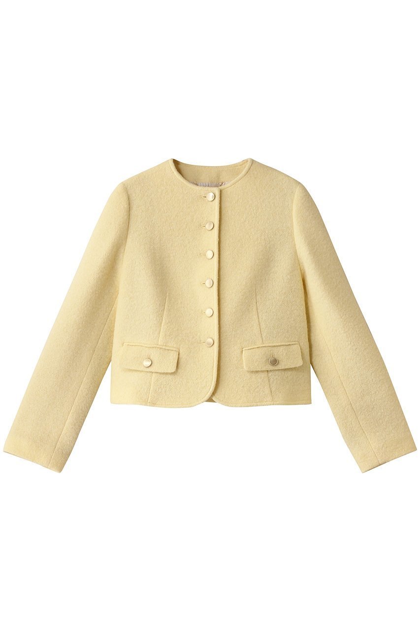 【アルアバイル/allureville】のブークレーノーカラージャケット インテリア・キッズ・メンズ・レディースファッション・服の通販 founy(ファニー) 　ファッション　Fashion　レディースファッション　Fashion for Women　アウター　Coat / Outerwear Collection　レディースジャケット・軽アウター　Jackets　ノーカラージャケット / シンプル上品コーデ　Collarless Jackets　コンパクト　Compact, Small Size　ジャケット　Jacket, Outerwear　リュクス　Luxury, Elegant, High-End, Chic　イエロー|ID: prp329100004247996 ipo3291000000032936635