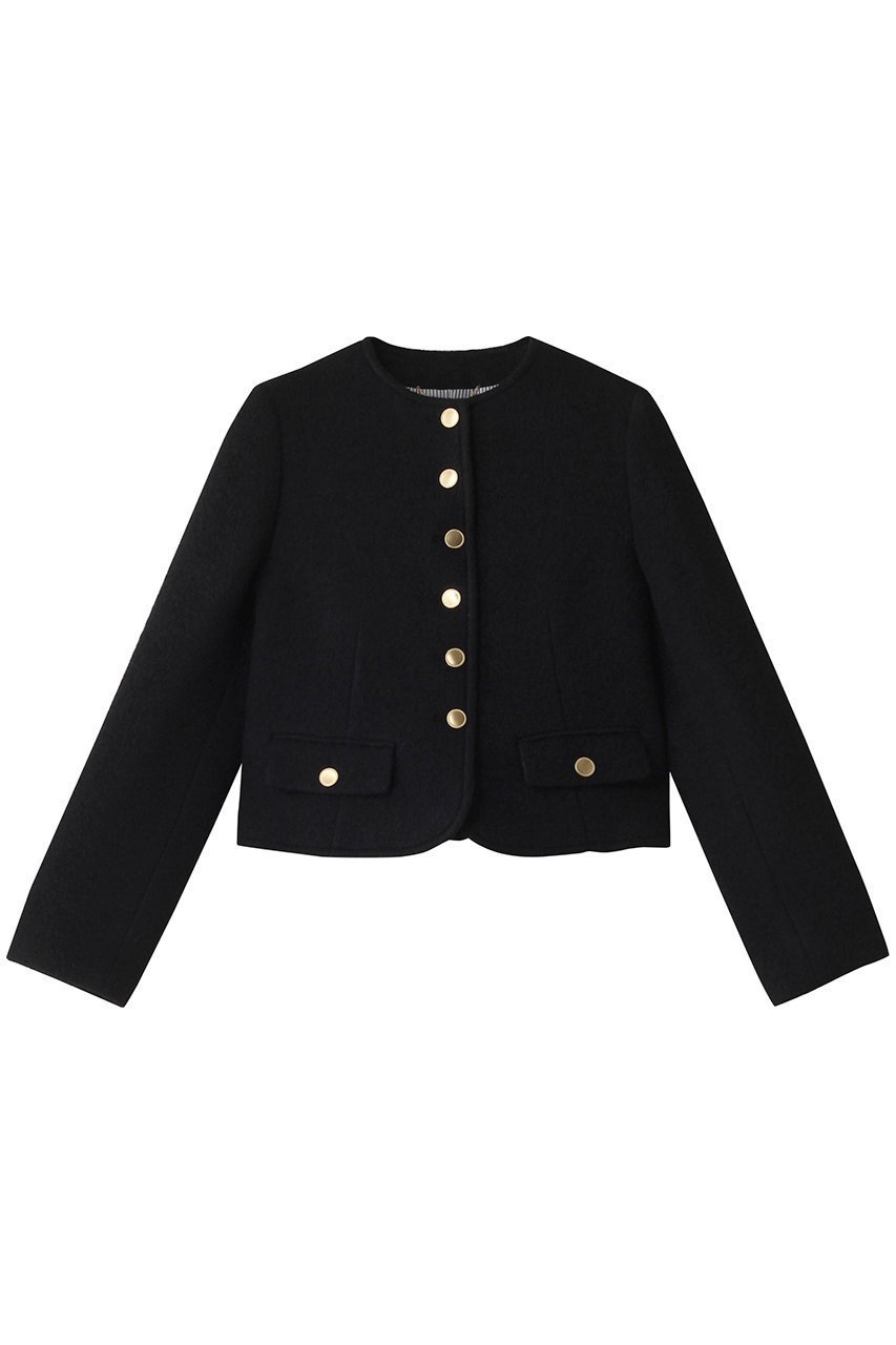 【アルアバイル/allureville】のブークレーノーカラージャケット インテリア・キッズ・メンズ・レディースファッション・服の通販 founy(ファニー) 　ファッション　Fashion　レディースファッション　Fashion for Women　アウター　Coat / Outerwear Collection　レディースジャケット・軽アウター　Jackets　ノーカラージャケット / シンプル上品コーデ　Collarless Jackets　コンパクト　Compact, Small Size　ジャケット　Jacket, Outerwear　リュクス　Luxury, Elegant, High-End, Chic　ブラック|ID: prp329100004247996 ipo3291000000032936644