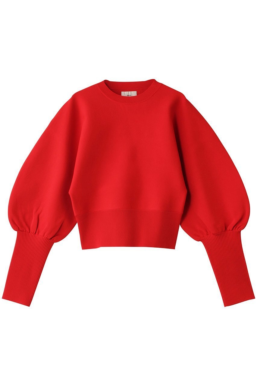 【ティーチ/TEECHI】の「バルーンスリーブグラマラスニット」ウォッシャブルヤーン インテリア・キッズ・メンズ・レディースファッション・服の通販 founy(ファニー) 　ファッション　Fashion　レディースファッション　Fashion for Women　トップス・カットソー　Cut & Sew Tops　ニット　Knit Tops & Sweaters　カジュアルプルオーバー・ニットトップス　Pullovers & Knit Tops / Casual Pullovers　エレガント 上品　Elegant　カフス　Cuff Design　シンプル　Simple, Minimal　スリーブ　Sleeve, Long Sleeve / Short Sleeve　デニム　Denim, Jeans Material　レッド|ID: prp329100004250708 ipo3291000000035623344