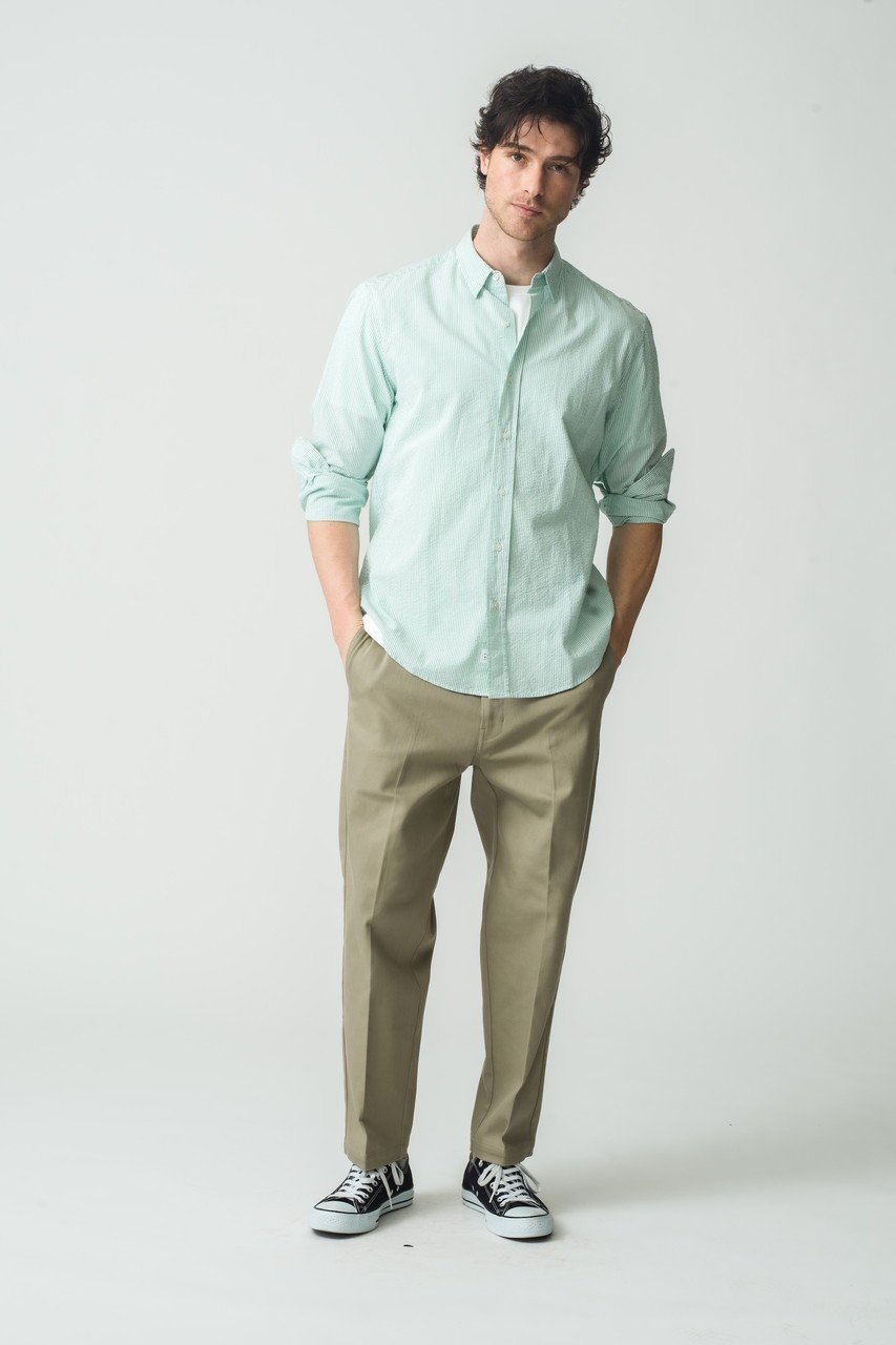 【フランク&アイリーン/Frank&Eileen / MEN】の【MEN】FINBAR イタリアンコットン グリーンストライプシャツ 人気、トレンドファッション・服の通販 founy(ファニー) 　ファッション　Fashion　メンズファッション　Fashion for Men　ストライプ　Stripe, Striped Pattern　スリーブ　Sleeve, Long Sleeve / Short Sleeve　リラックス　Relax, Relaxed Fit　ロング　Long, Long-Length　新作・新入荷　New Arrivals / New In　other-6|ID: prp329100004250768 ipo3291000000032703705