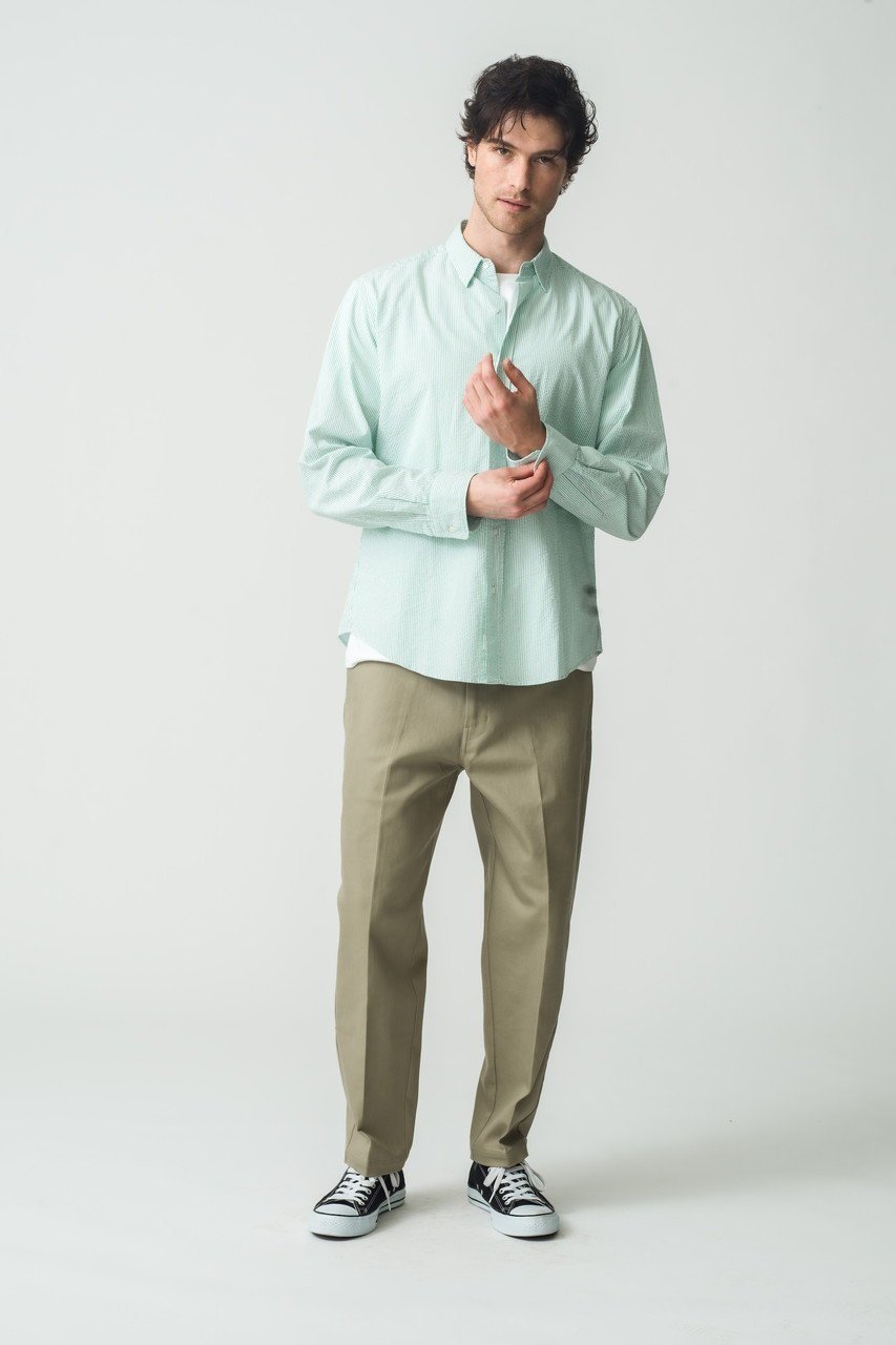 【フランク&アイリーン/Frank&Eileen / MEN】の【MEN】FINBAR イタリアンコットン グリーンストライプシャツ 人気、トレンドファッション・服の通販 founy(ファニー) 　ファッション　Fashion　メンズファッション　Fashion for Men　ストライプ　Stripe, Striped Pattern　スリーブ　Sleeve, Long Sleeve / Short Sleeve　リラックス　Relax, Relaxed Fit　ロング　Long, Long-Length　新作・新入荷　New Arrivals / New In　other-8|ID: prp329100004250768 ipo3291000000032703709