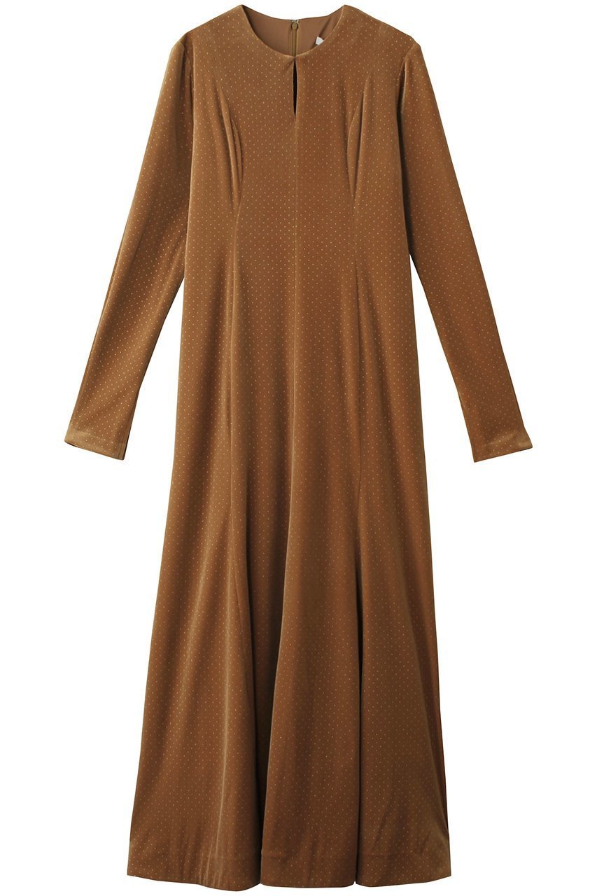 【クラネ/CLANE】のVELOUR GLITTER ONEPIECE ワンピース インテリア・キッズ・メンズ・レディースファッション・服の通販 founy(ファニー) 　ファッション　Fashion　レディースファッション　Fashion for Women　ワンピース　Dresses　チュニック　Tunic Tops & Dresses　ストレッチ　Stretch, Stretchy Fabric　スリット　Slit, Slit Detail　チュニック　Tunic, Long Top　ドット　Polka Dot, Dot Pattern　パーティ　Party, Party Style　フィット　Fit, Slim Fit　フェミニン　Feminine, Girly　フレア　Flare, Flared　ベロア　Velour, Soft Velvet　ロング　Long, Long-Length　BEIGE|ID: prp329100004250782 ipo3291000000032889839
