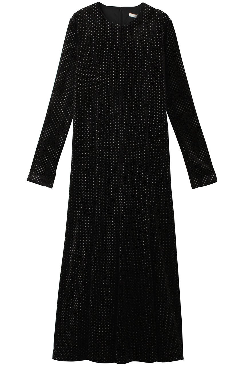 【クラネ/CLANE】のVELOUR GLITTER ONEPIECE ワンピース インテリア・キッズ・メンズ・レディースファッション・服の通販 founy(ファニー) 　ファッション　Fashion　レディースファッション　Fashion for Women　ワンピース　Dresses　チュニック　Tunic Tops & Dresses　ストレッチ　Stretch, Stretchy Fabric　スリット　Slit, Slit Detail　チュニック　Tunic, Long Top　ドット　Polka Dot, Dot Pattern　パーティ　Party, Party Style　フィット　Fit, Slim Fit　フェミニン　Feminine, Girly　フレア　Flare, Flared　ベロア　Velour, Soft Velvet　ロング　Long, Long-Length　BLACK|ID: prp329100004250782 ipo3291000000032889844