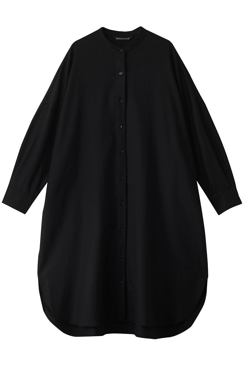 【ミズイロ インド/mizuiro ind】のstand collar shirt OP ワンピース インテリア・キッズ・メンズ・レディースファッション・服の通販 founy(ファニー) 　ファッション　Fashion　レディースファッション　Fashion for Women　ワンピース　Dresses　チュニック　Tunic Tops & Dresses　おすすめ　Recommended / Our Picks　サテン　Satin, Glossy Fabric　スタンド　Stand Collar, Upright Stand　チュニック　Tunic, Long Top　ロング　Long, Long-Length　エレガント 上品　Elegant　blackA|ID: prp329100004250783 ipo3291000000032889880