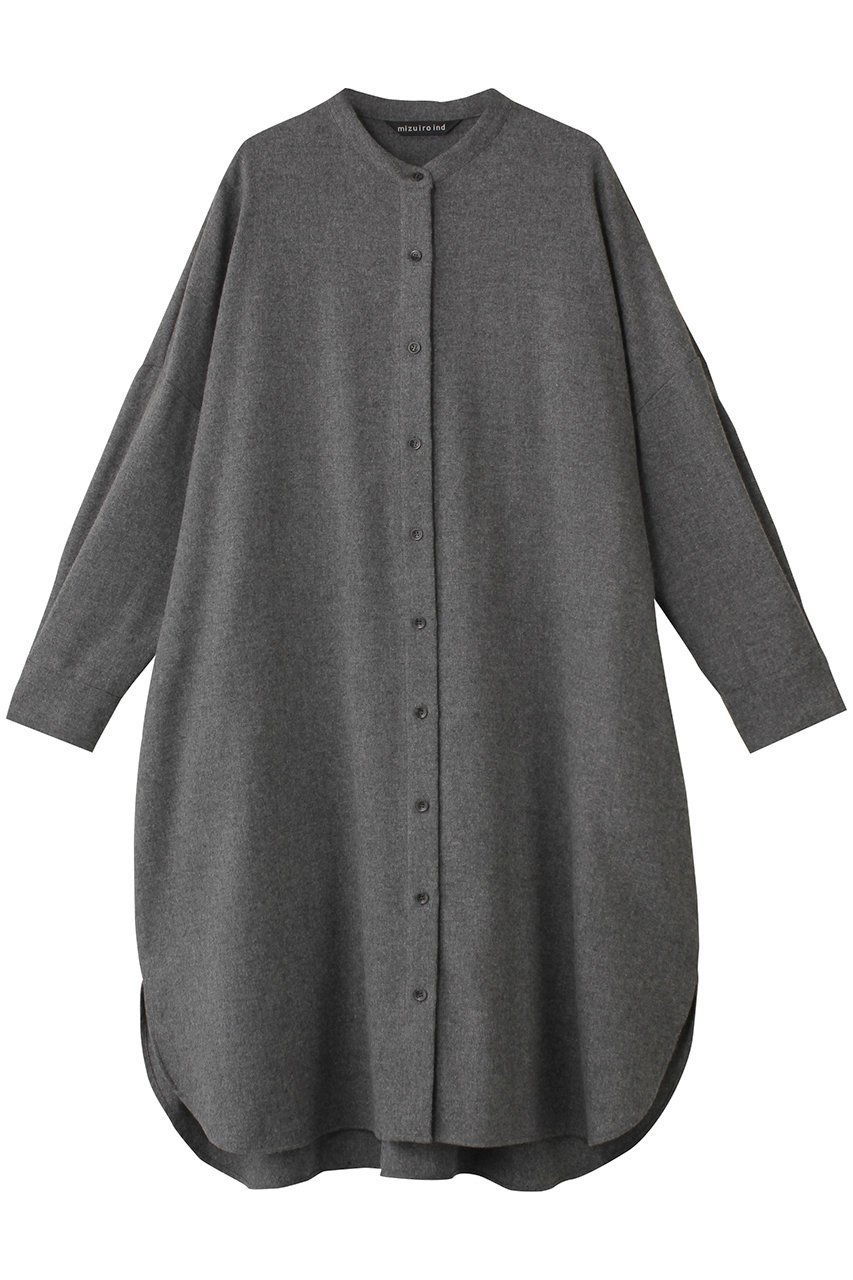 【ミズイロ インド/mizuiro ind】のstand collar shirt OP ワンピース インテリア・キッズ・メンズ・レディースファッション・服の通販 founy(ファニー) 　ファッション　Fashion　レディースファッション　Fashion for Women　ワンピース　Dresses　チュニック　Tunic Tops & Dresses　おすすめ　Recommended / Our Picks　サテン　Satin, Glossy Fabric　スタンド　Stand Collar, Upright Stand　チュニック　Tunic, Long Top　ロング　Long, Long-Length　エレガント 上品　Elegant　gray|ID: prp329100004250783 ipo3291000000032889884