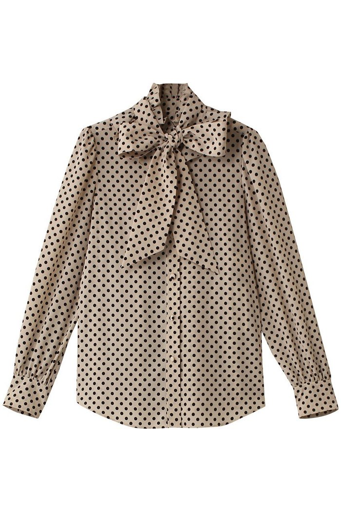 【アルアバイル/allureville】の【Loulou Willoughby】デシンドットフリルボウタイブラウス A インテリア・キッズ・メンズ・レディースファッション・服の通販 founy(ファニー) https://founy.com/ ファッション Fashion レディースファッション Fashion for Women トップス・カットソー Cut & Sew Tops シャツ・ブラウス・オフィスカジュアル Elegant Blouses & Button-Ups スタンド Stand Collar, Upright Stand スリーブ Sleeve, Long Sleeve / Short Sleeve ドット Polka Dot, Dot Pattern フリル Frill, Ruffle ロング Long, Long-Length |ID: prp329100004250790 ipo3291000000036396240