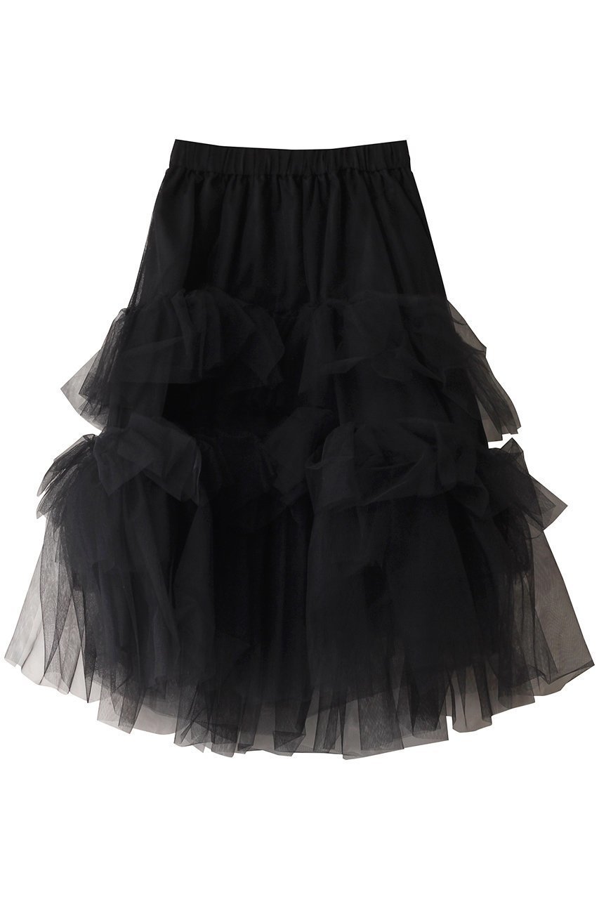 【ジェイドット/j.】のチュールフリルティアードスカート インテリア・キッズ・メンズ・レディースファッション・服の通販 founy(ファニー) 　ファッション　Fashion　レディースファッション　Fashion for Women　スカート　Skirts　ティアードスカート　Tiered Skirts　おすすめ　Recommended / Our Picks　コンパクト　Compact, Small Size　シアー　Sheer, See-Through　フェミニン　Feminine, Girly　ブラック|ID: prp329100004250792 ipo3291000000035813742
