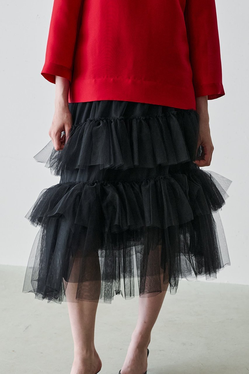 【ジェイドット/j.】のチュールフリルティアードスカート 人気、トレンドファッション・服の通販 founy(ファニー) 　ファッション　Fashion　レディースファッション　Fashion for Women　スカート　Skirts　ティアードスカート　Tiered Skirts　おすすめ　Recommended / Our Picks　コンパクト　Compact, Small Size　シアー　Sheer, See-Through　フェミニン　Feminine, Girly　other-6|ID: prp329100004250792 ipo3291000000035953725